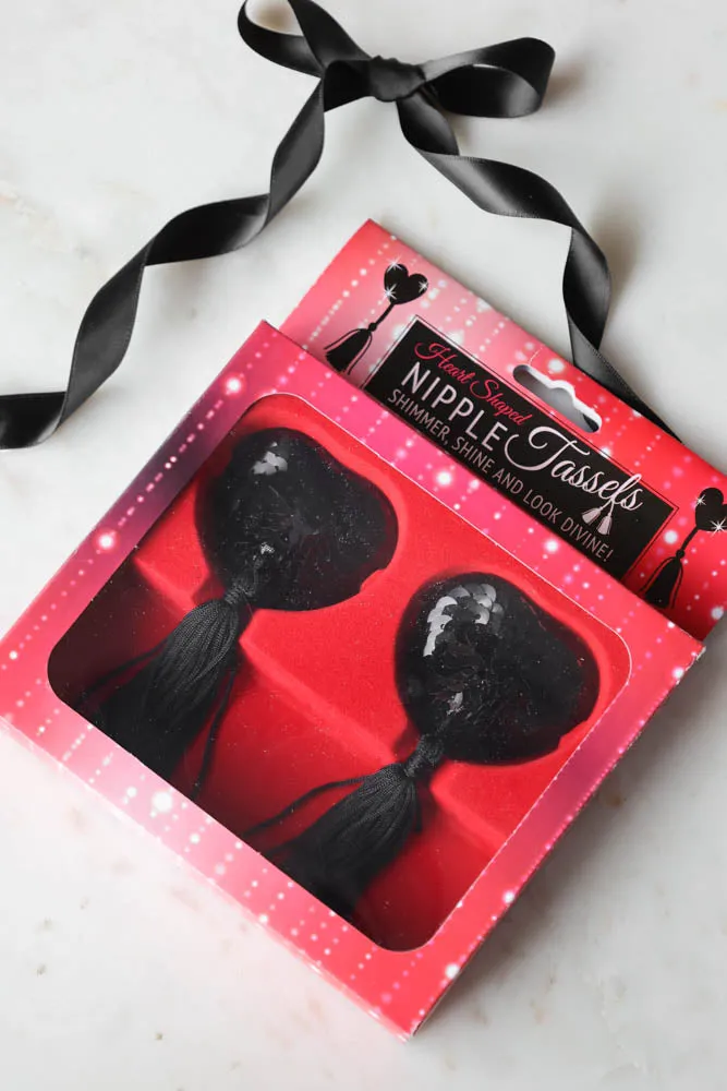 Black Heart Sequin Nipple Tassels