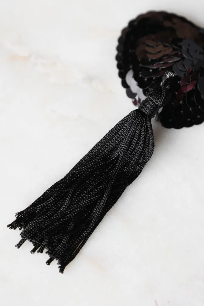 Black Heart Sequin Nipple Tassels