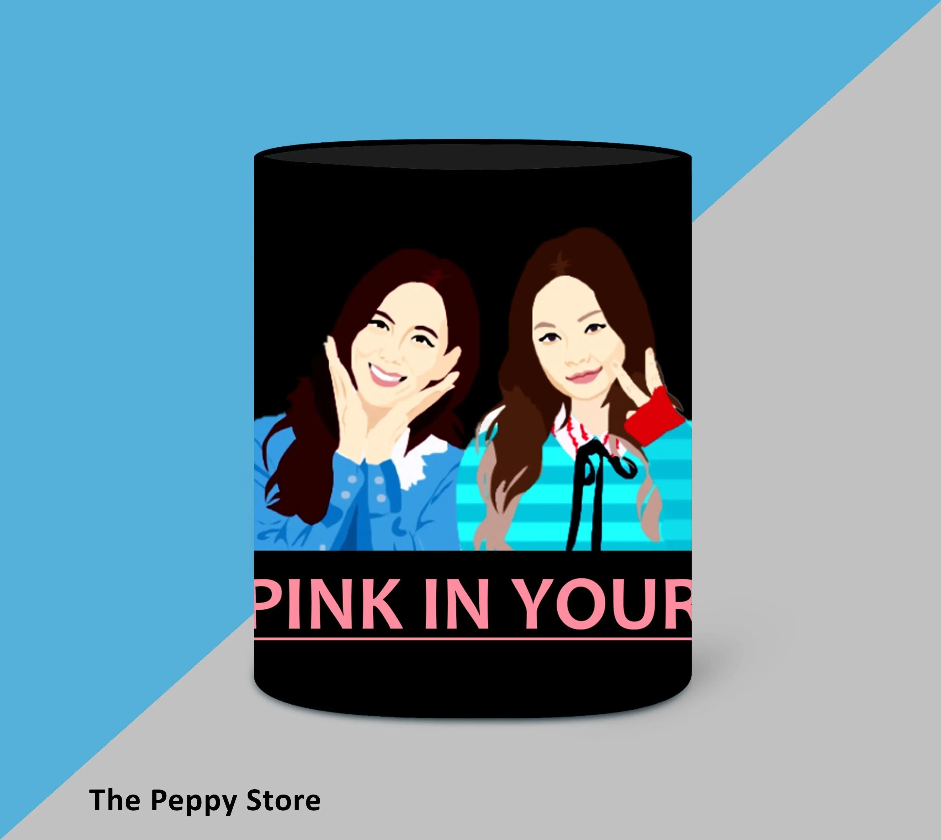 Black Pink Character Black  Mug