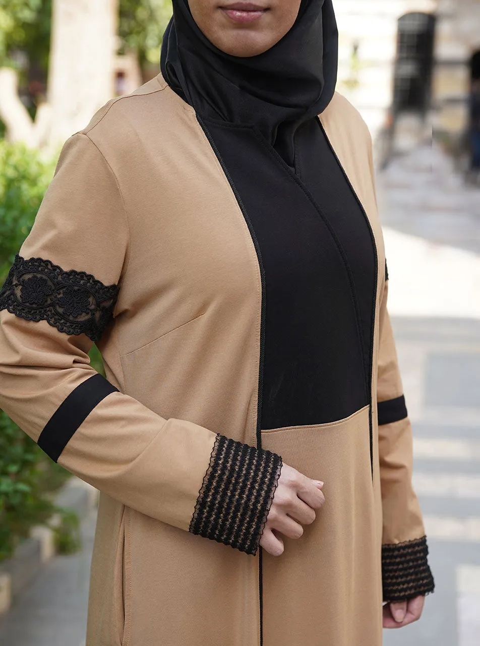 Black Trim and Lace Abaya