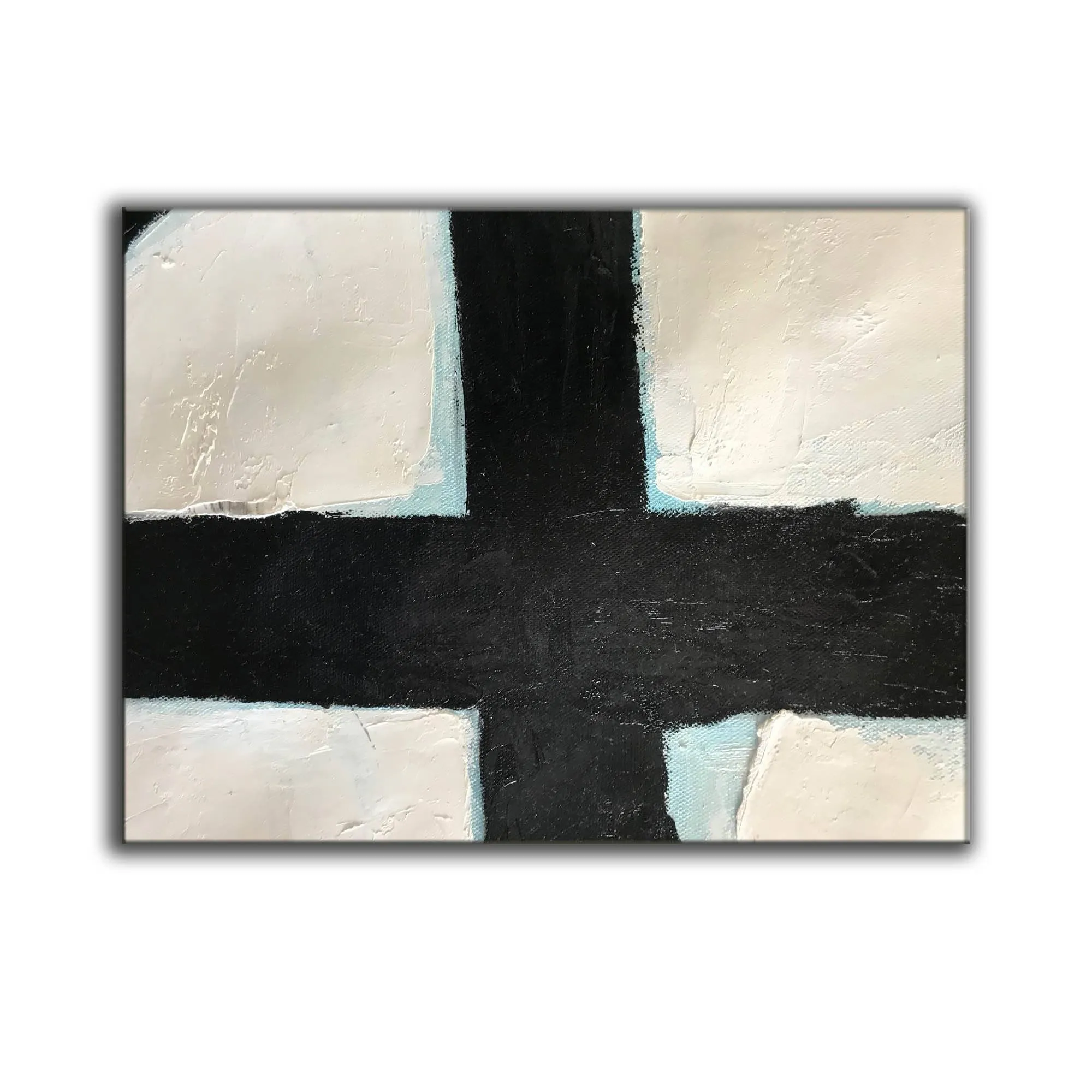 Black White Painting Light Blue Oversized Canvas Painting Yp064