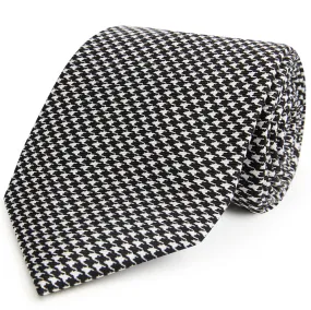 Black White Puppytooth Printed Silk Tie