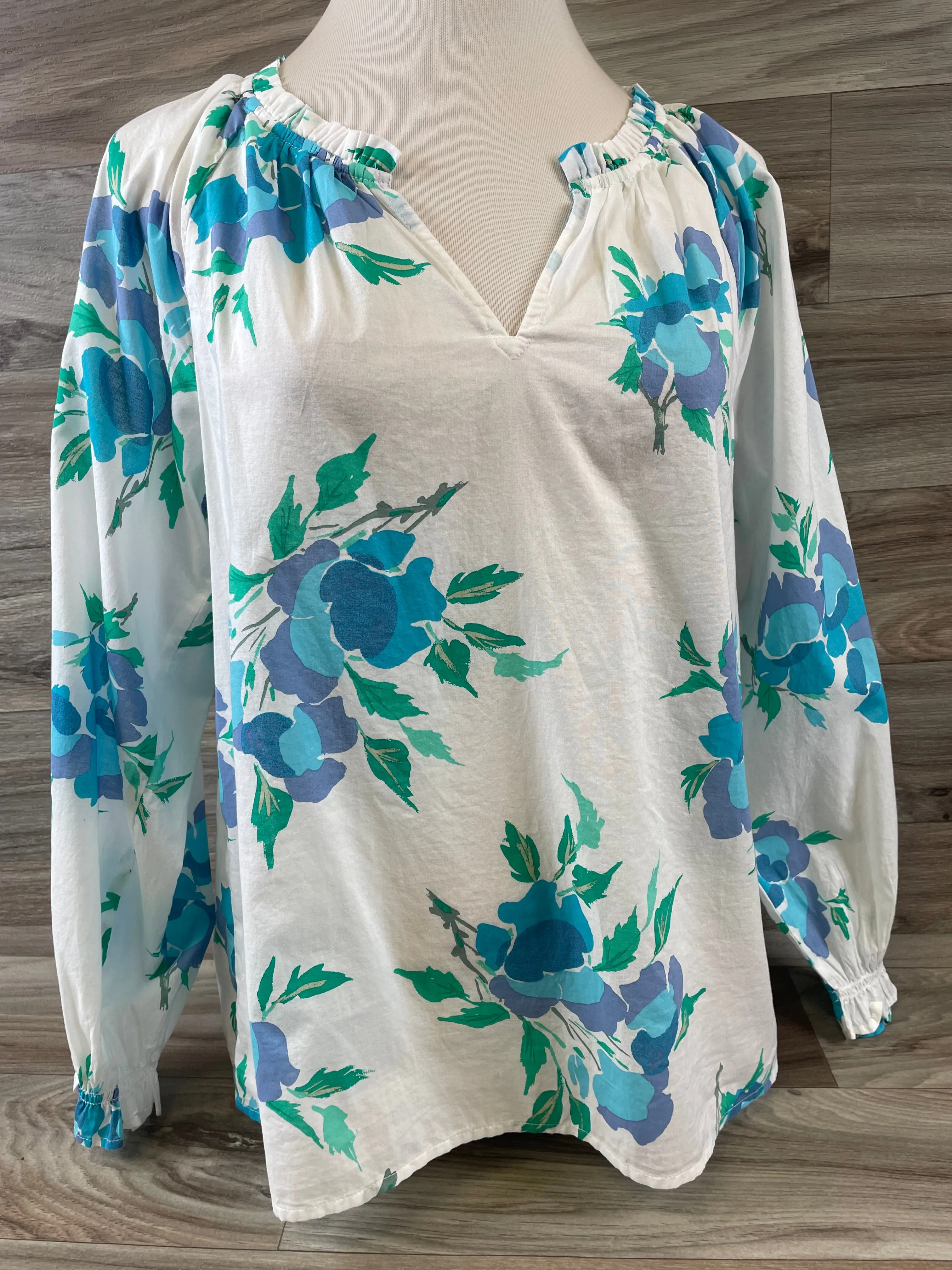 Blue & White Top Long Sleeve J. Crew, Size Xs