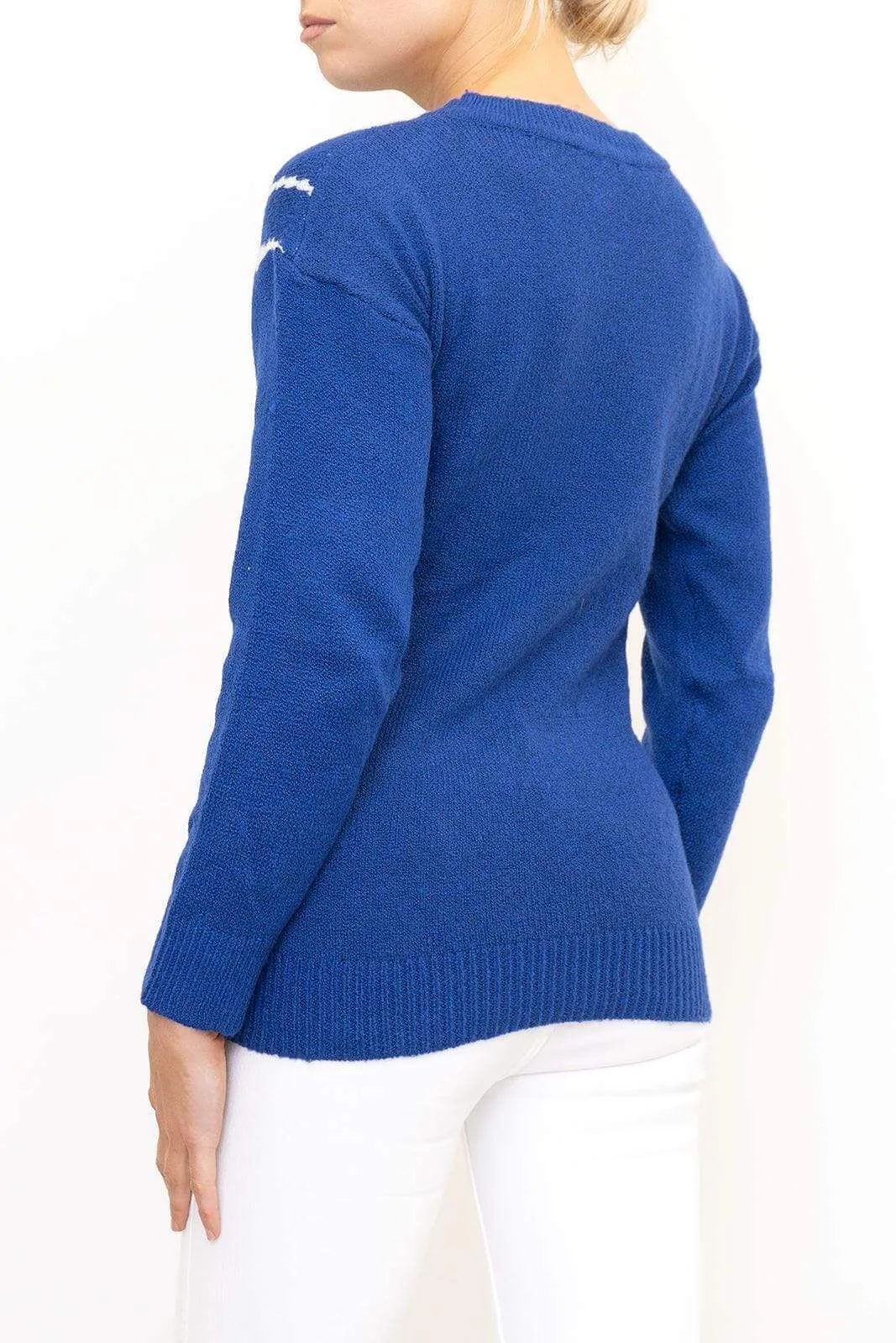 Bonmarche Blue Butterfly Long Sleeve Sweater Jumper