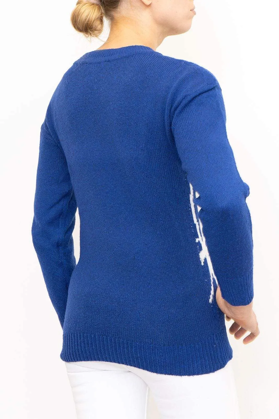 Bonmarche Blue Butterfly Long Sleeve Sweater Jumper