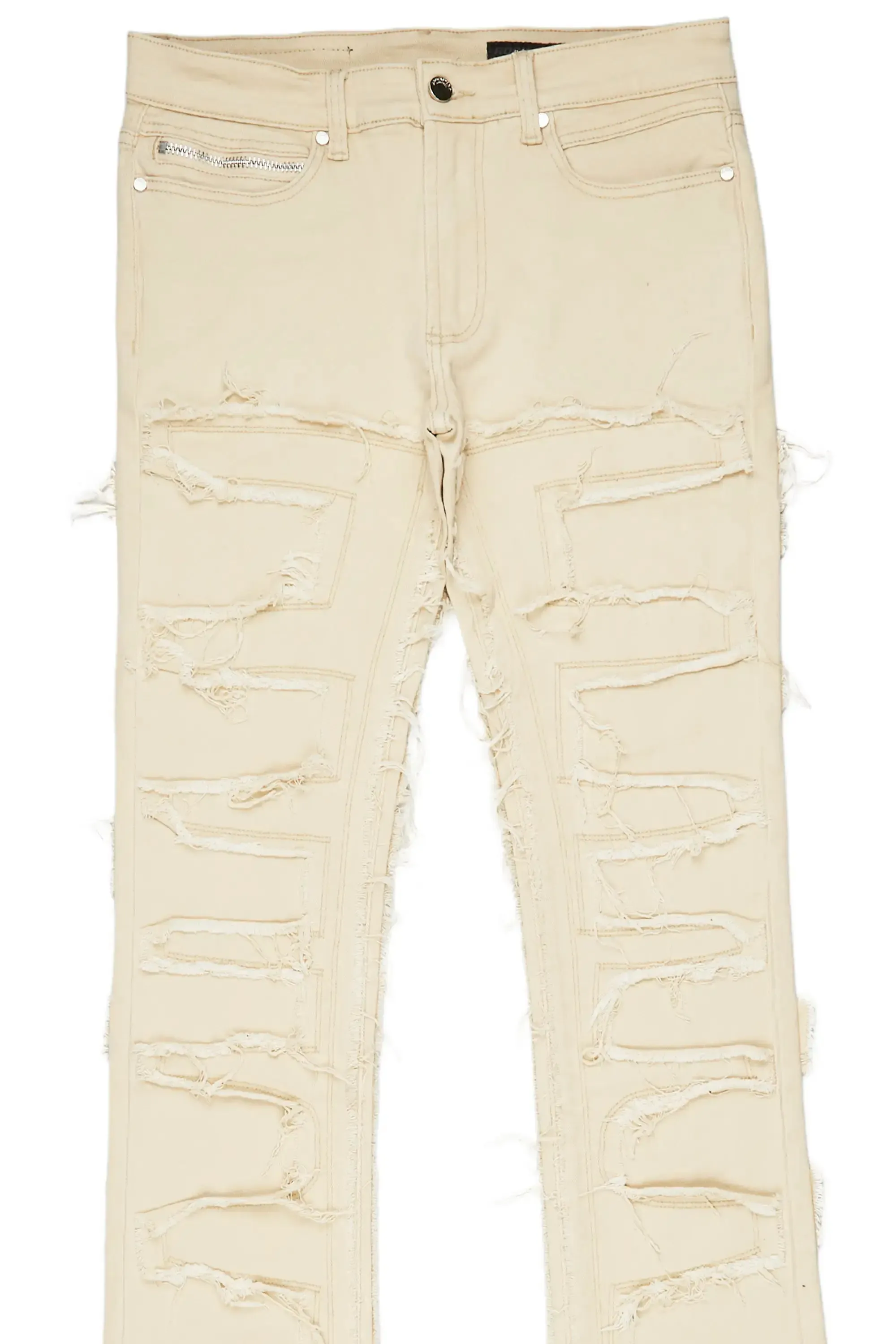 Boys Hallie Beige Super Stacked Flare Jean