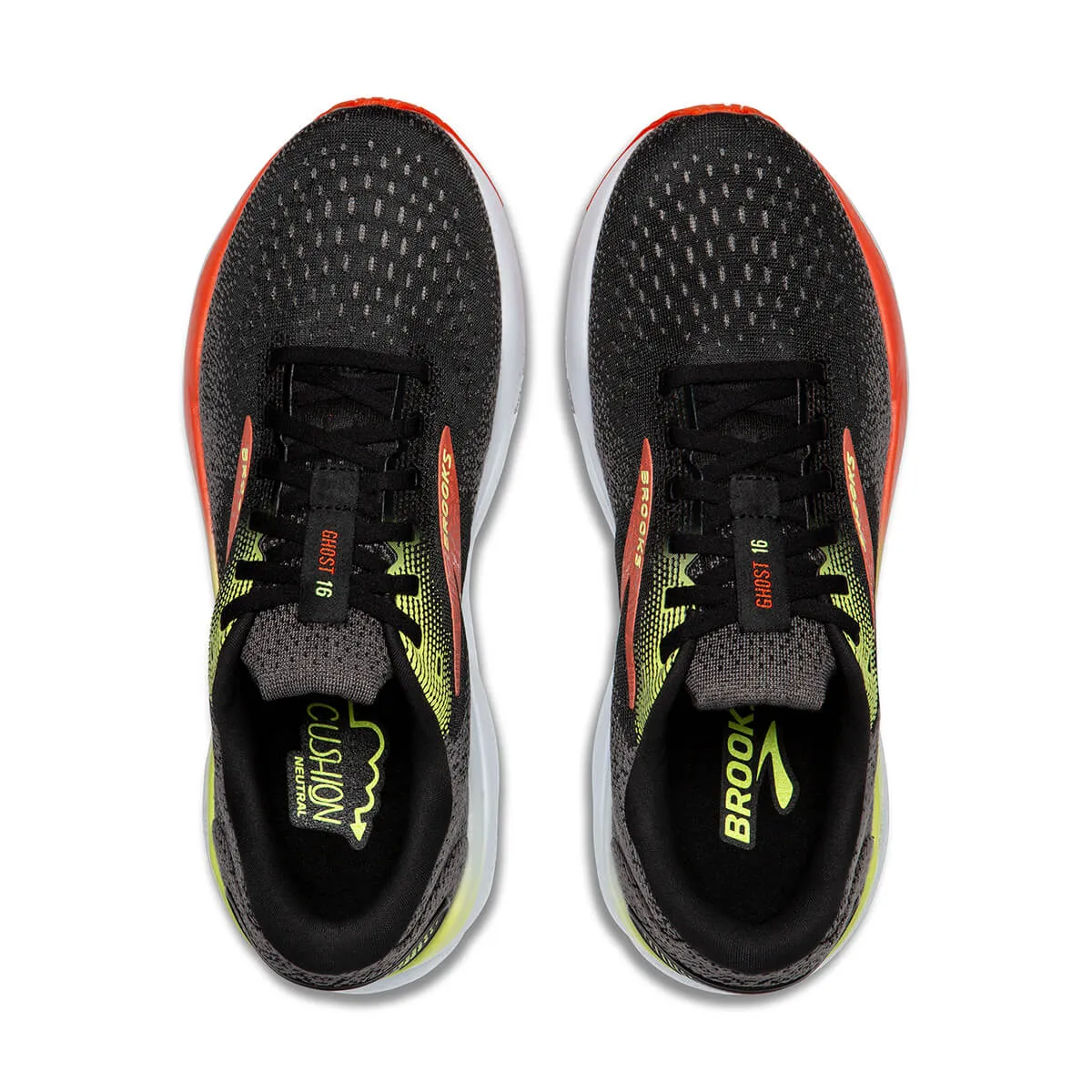 Brooks Ghost 16 Mens | Black/mandarin Red/green