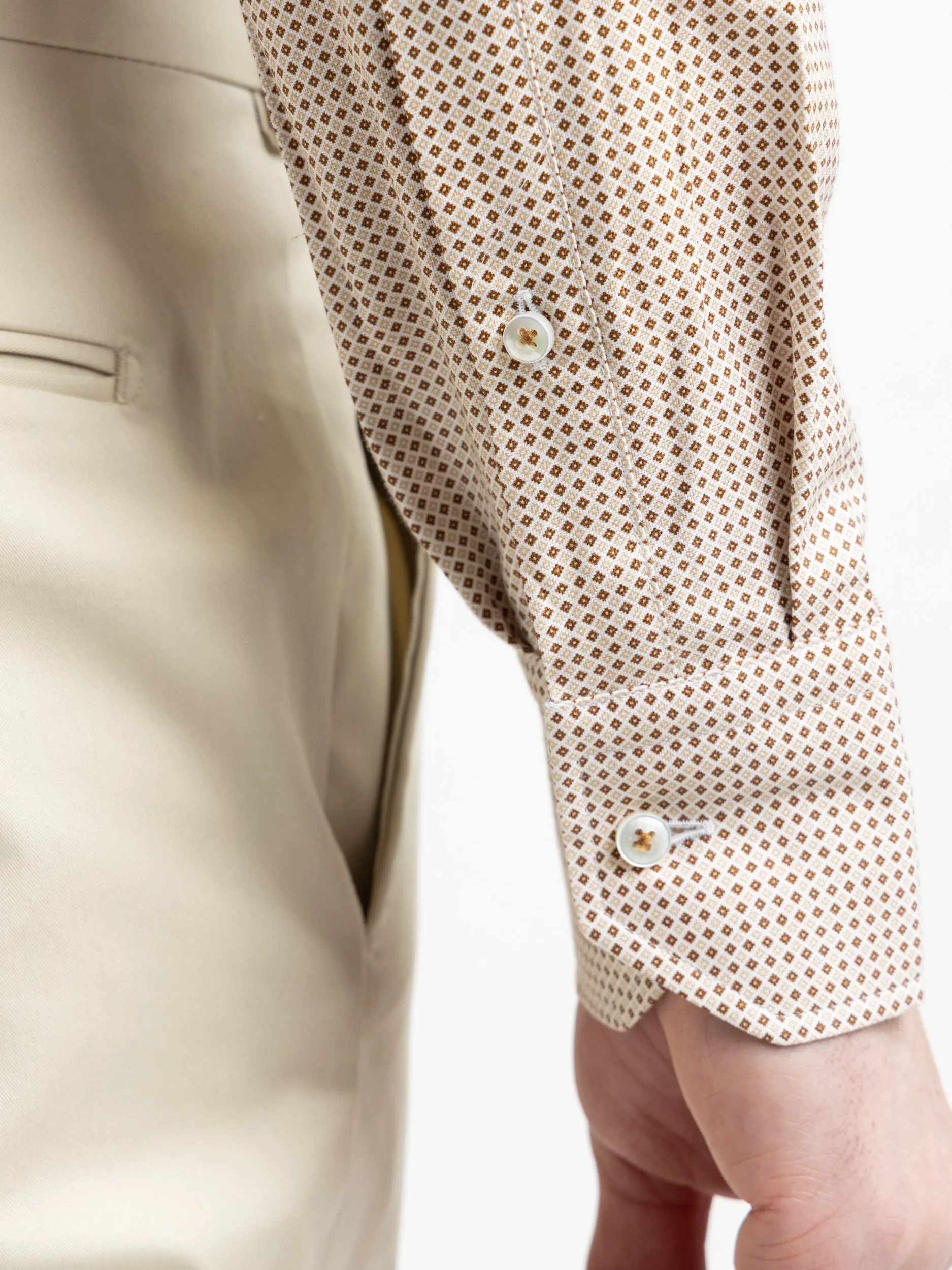 Brown Micro Patterned Twill Shirt