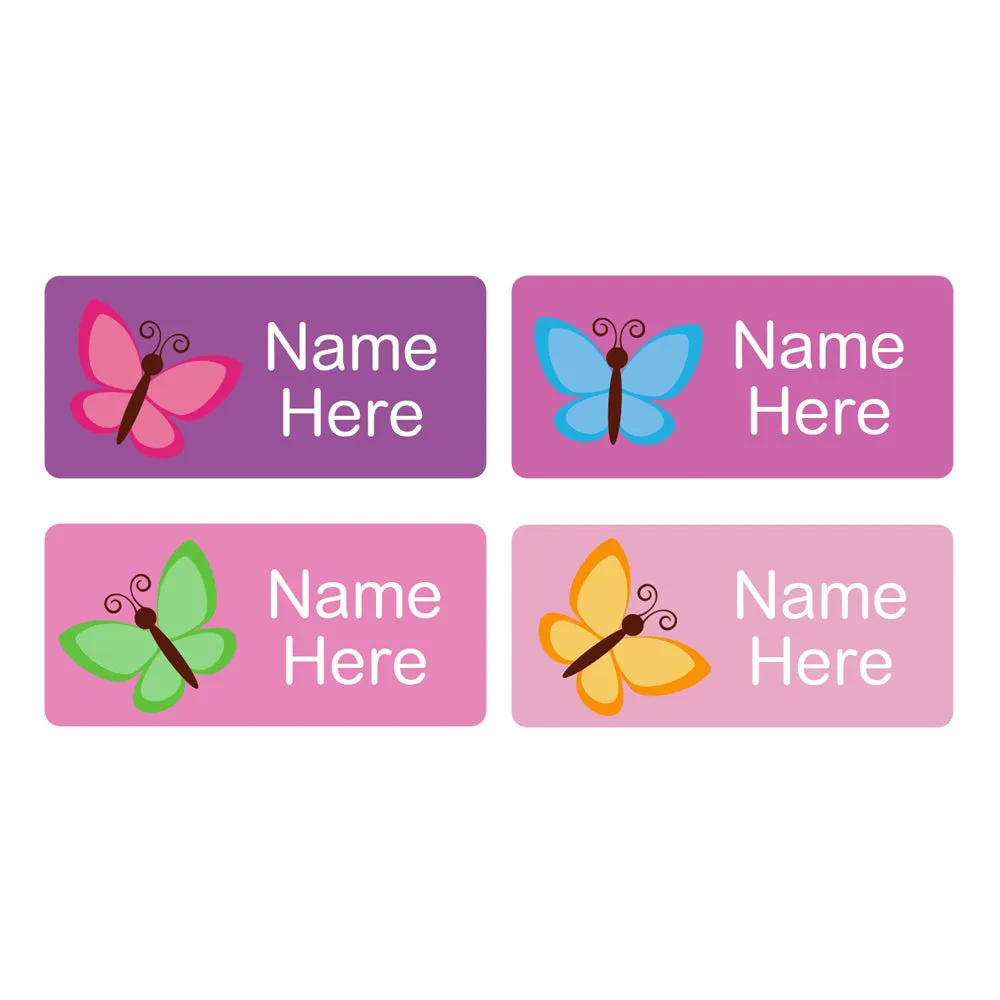 Butterfly Rectangle Name Labels 32pk