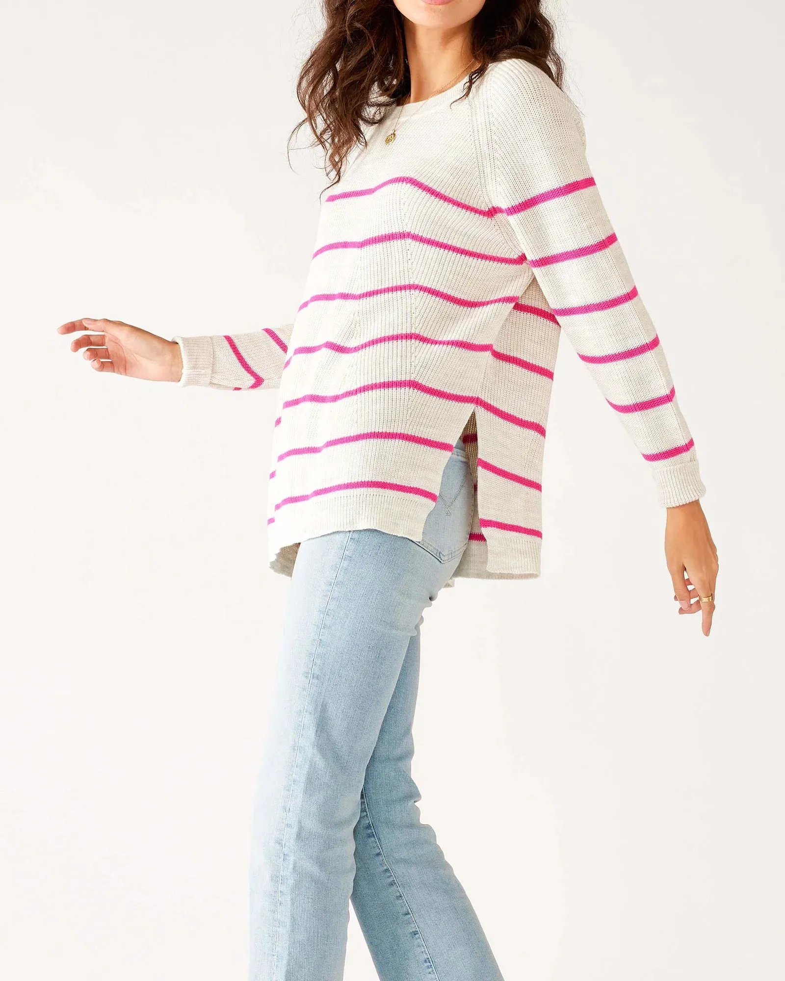 Camden Boatneck Sweater in Tickled Pink Stripe