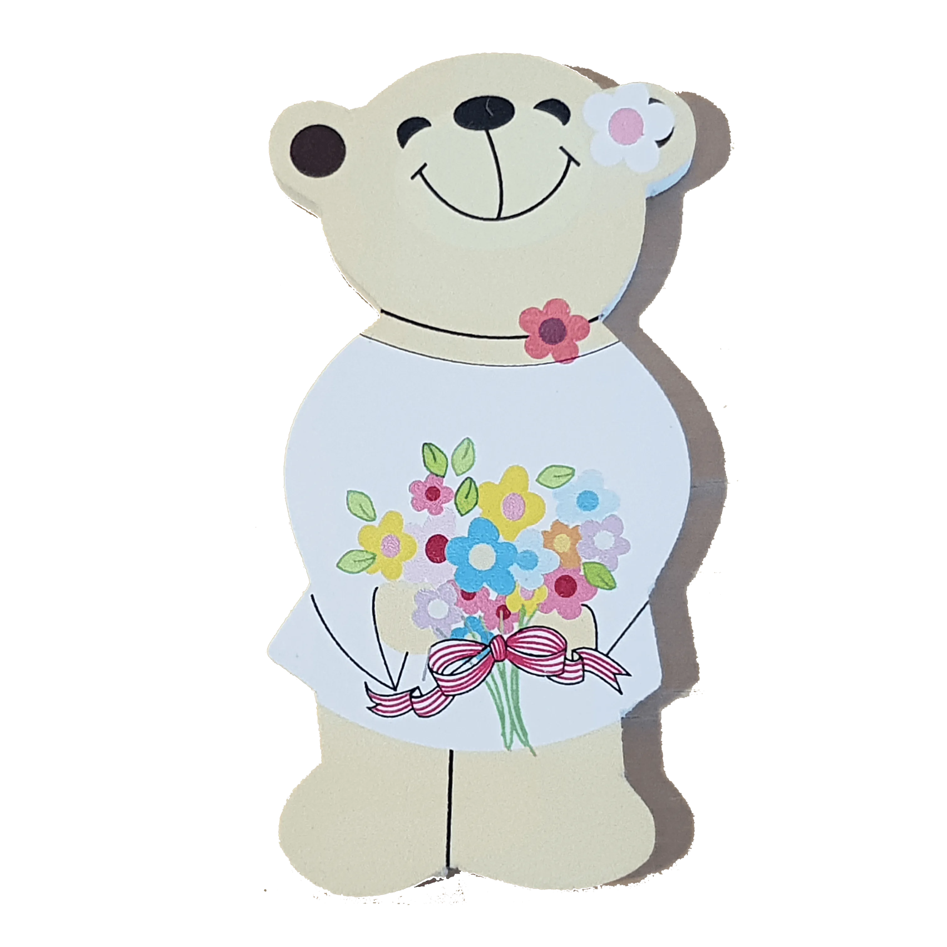 C&F Wooden Mama Bear Character - Flower Bouquet