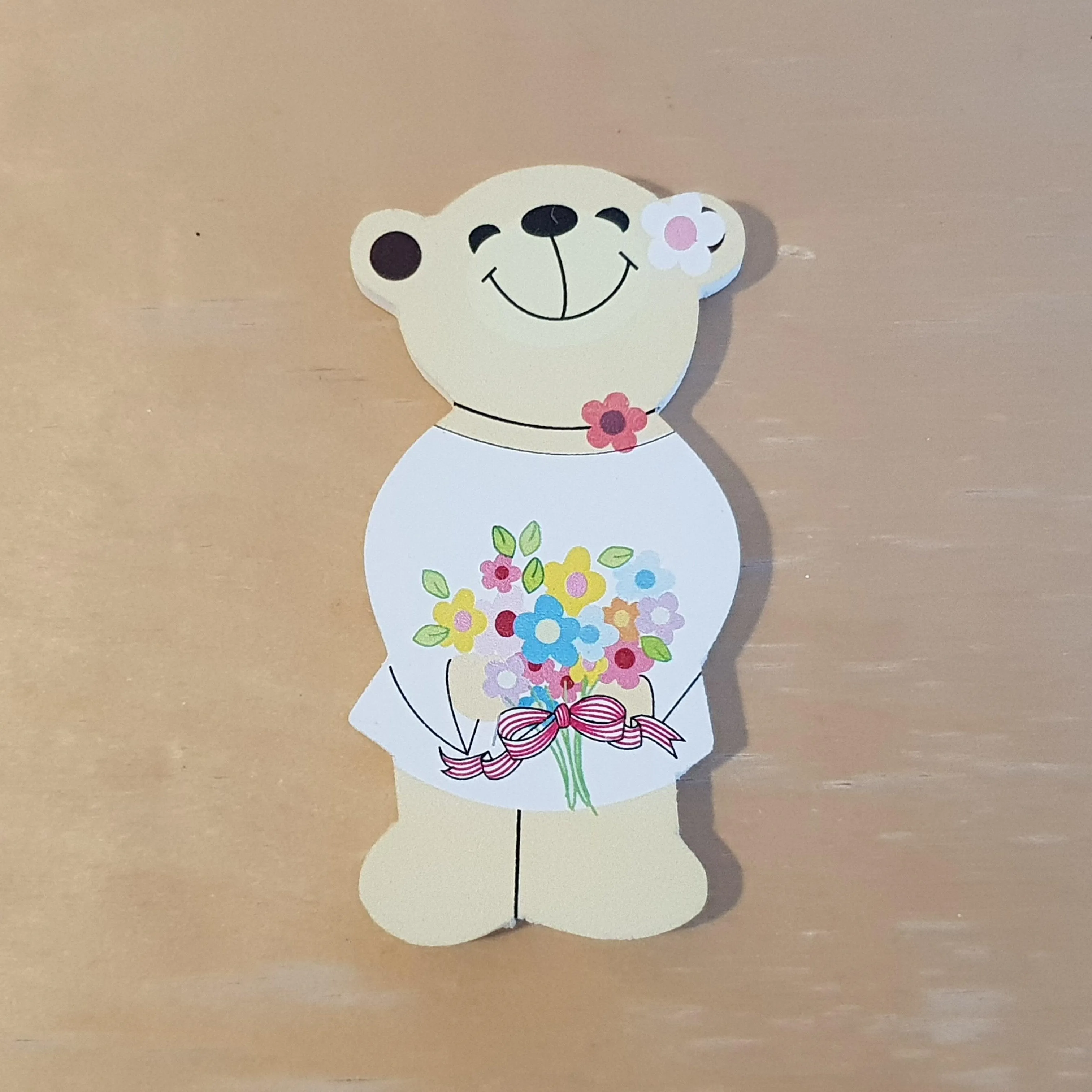 C&F Wooden Mama Bear Character - Flower Bouquet