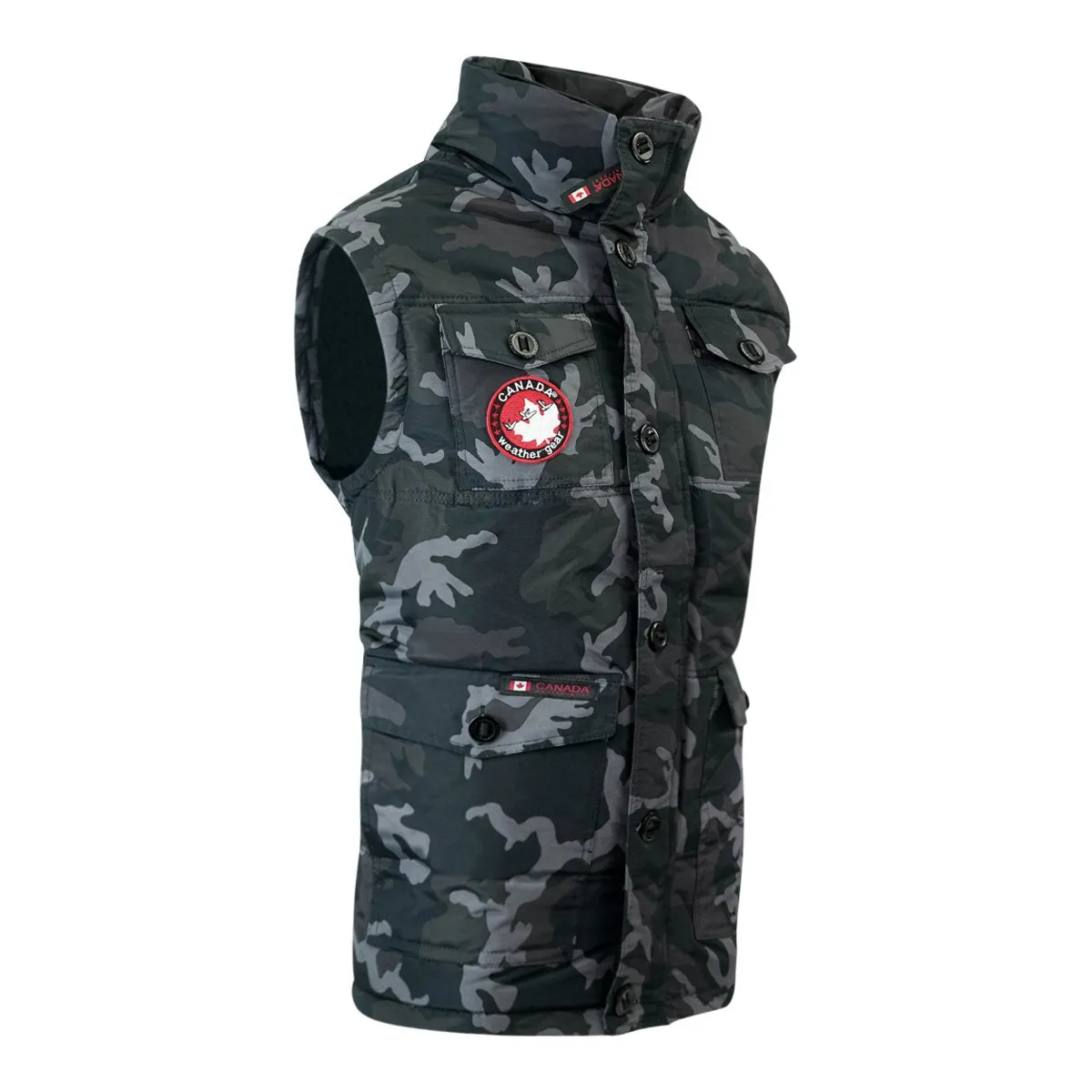 Canada Weather Gear Men's Puffer Vest Black Camo XL