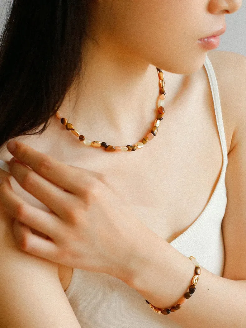 Caramel Summer Colorful Gemstone Beaded Necklace