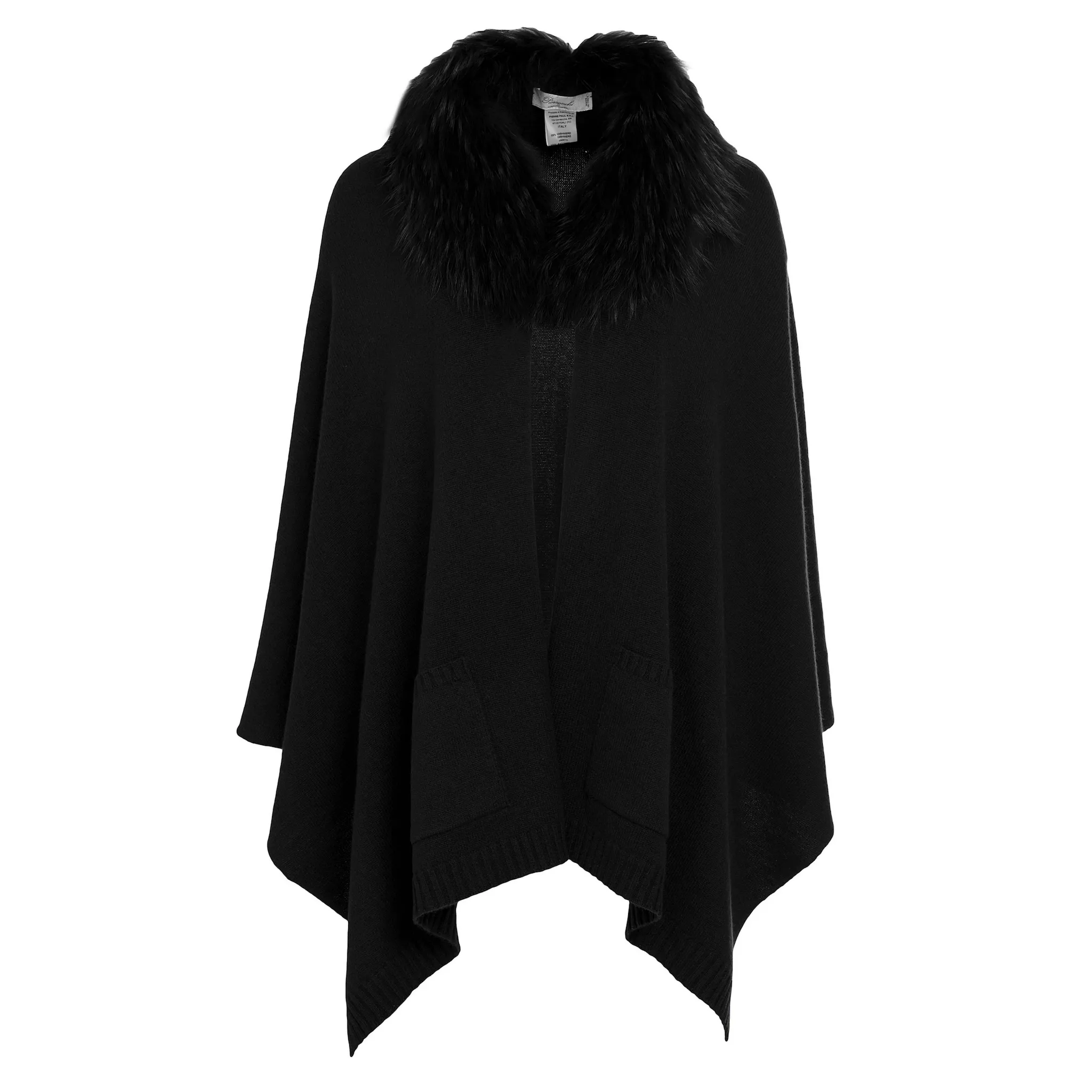 Cashmere and Fur Cape - Jet