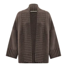 Cashmere Open Cardigan - Boar Brown