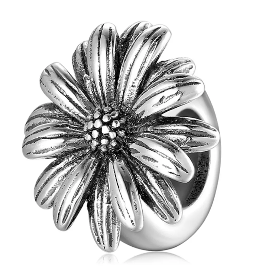 Cheerful Daisy Stopper Charm 925 Sterling Silver