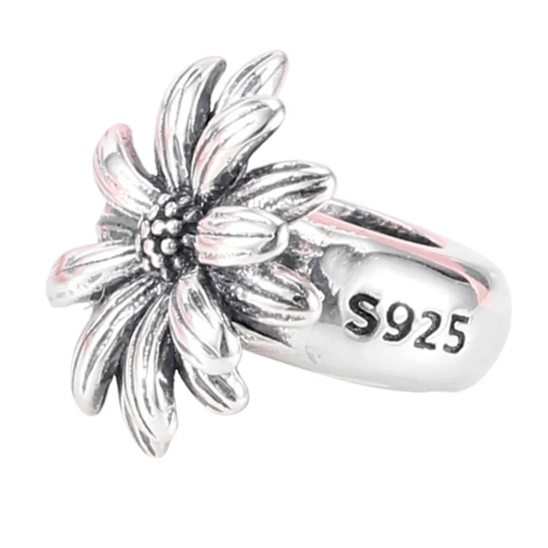 Cheerful Daisy Stopper Charm 925 Sterling Silver