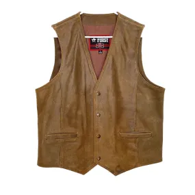 Classic Leather Gear FIRST Mens Size L Brown Leather Vest Snap-Up