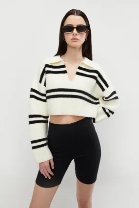 COLLARED STRIPED SWEATER