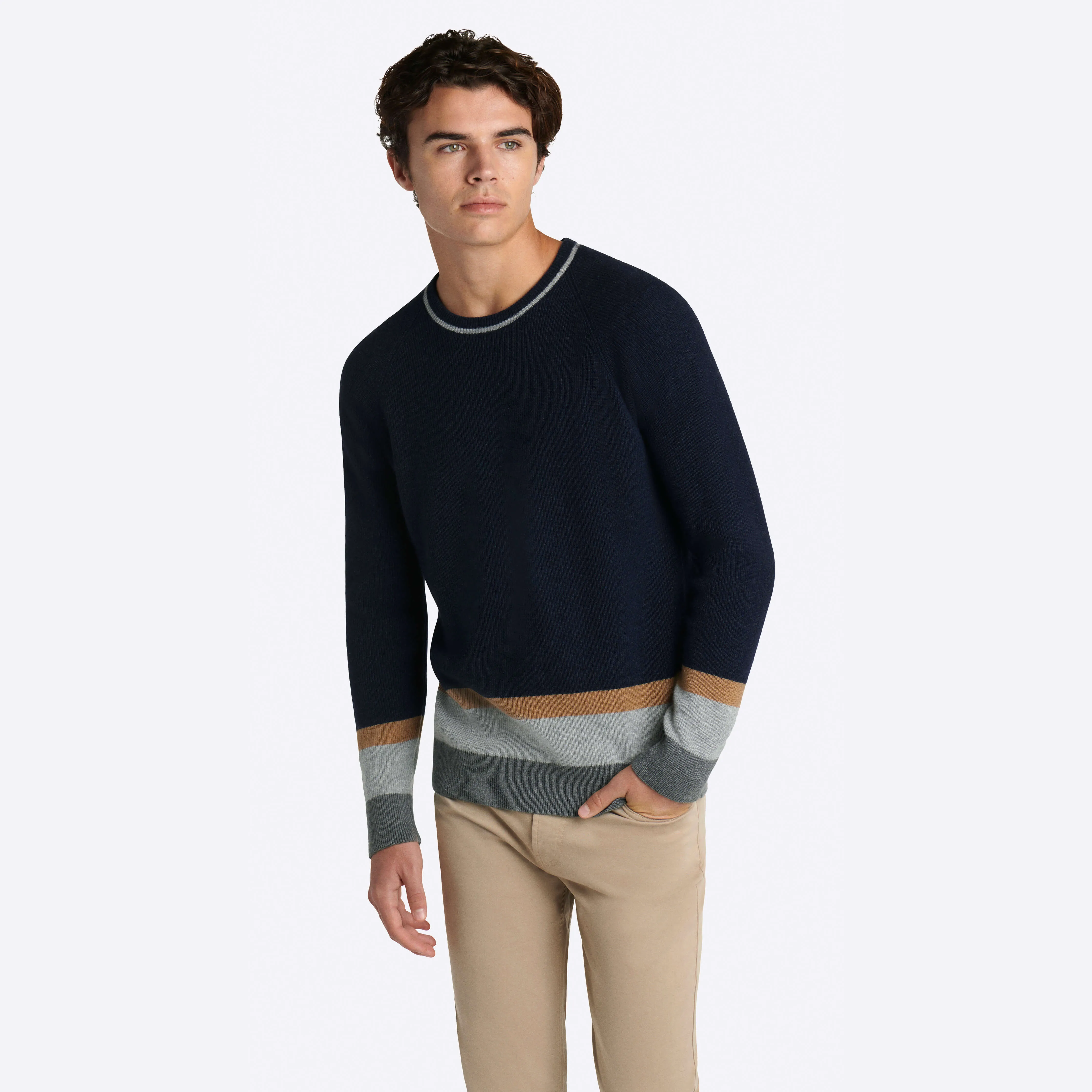 Color Block Crew Neck Sweater