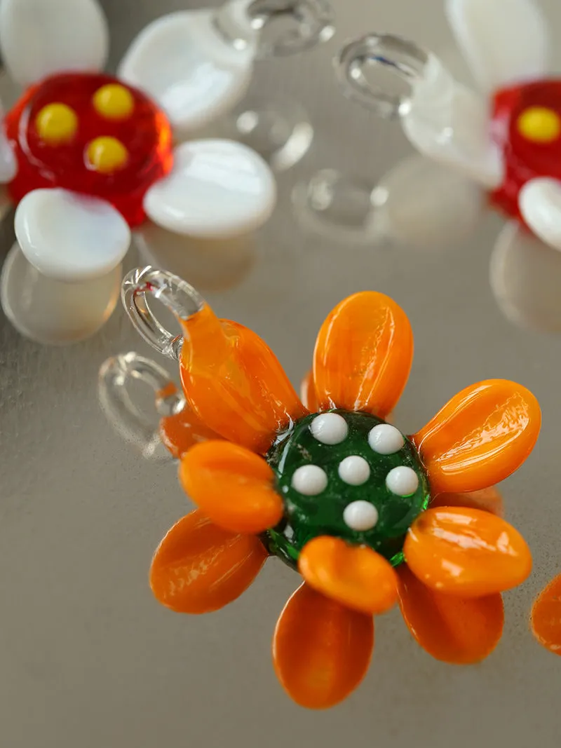 Colorful Cat's Eye Daisy Flower Beaded Necklace