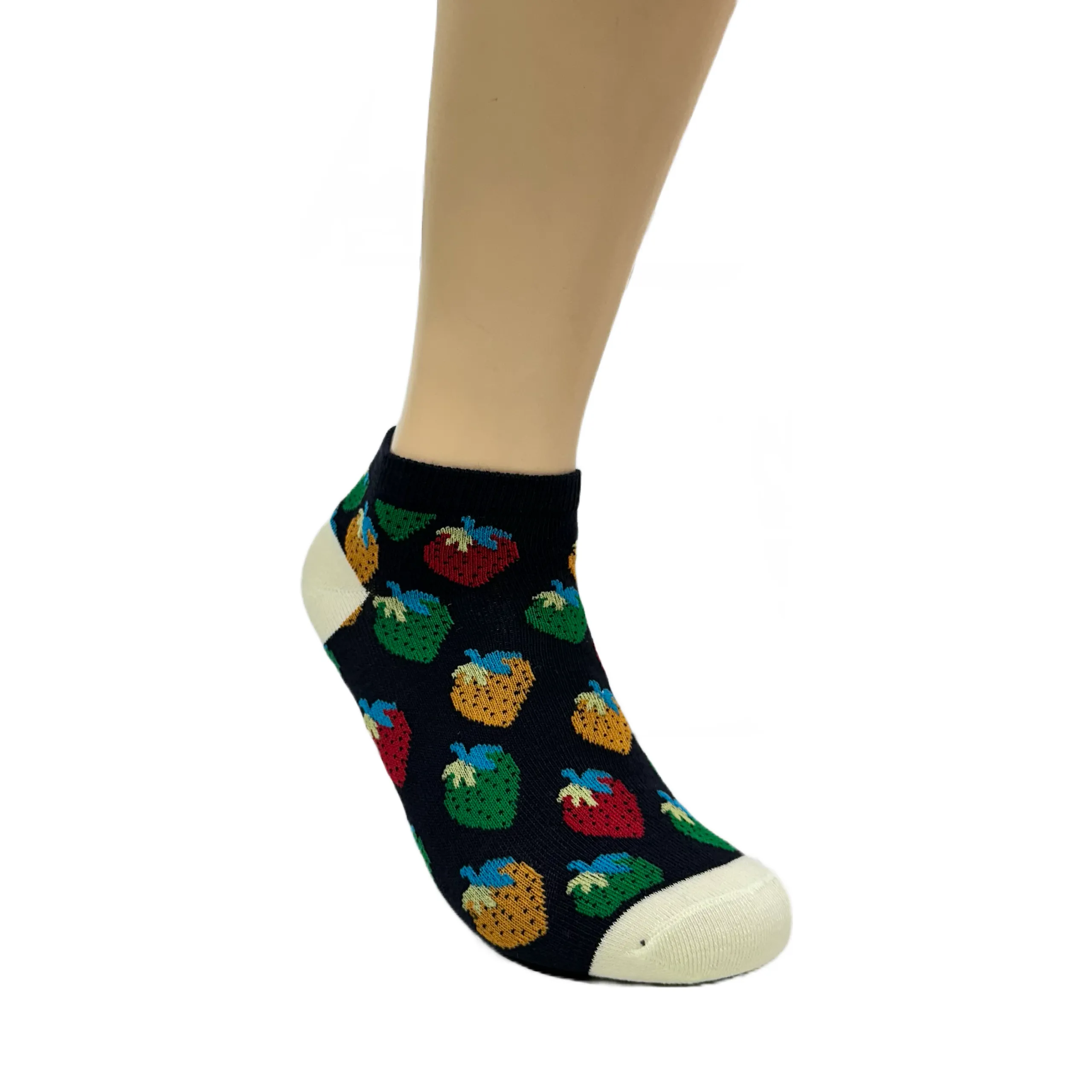 Colorful Strawberry Patterned Ankle Socks (Adult Medium - Women's Shoe Sizes 5-10)