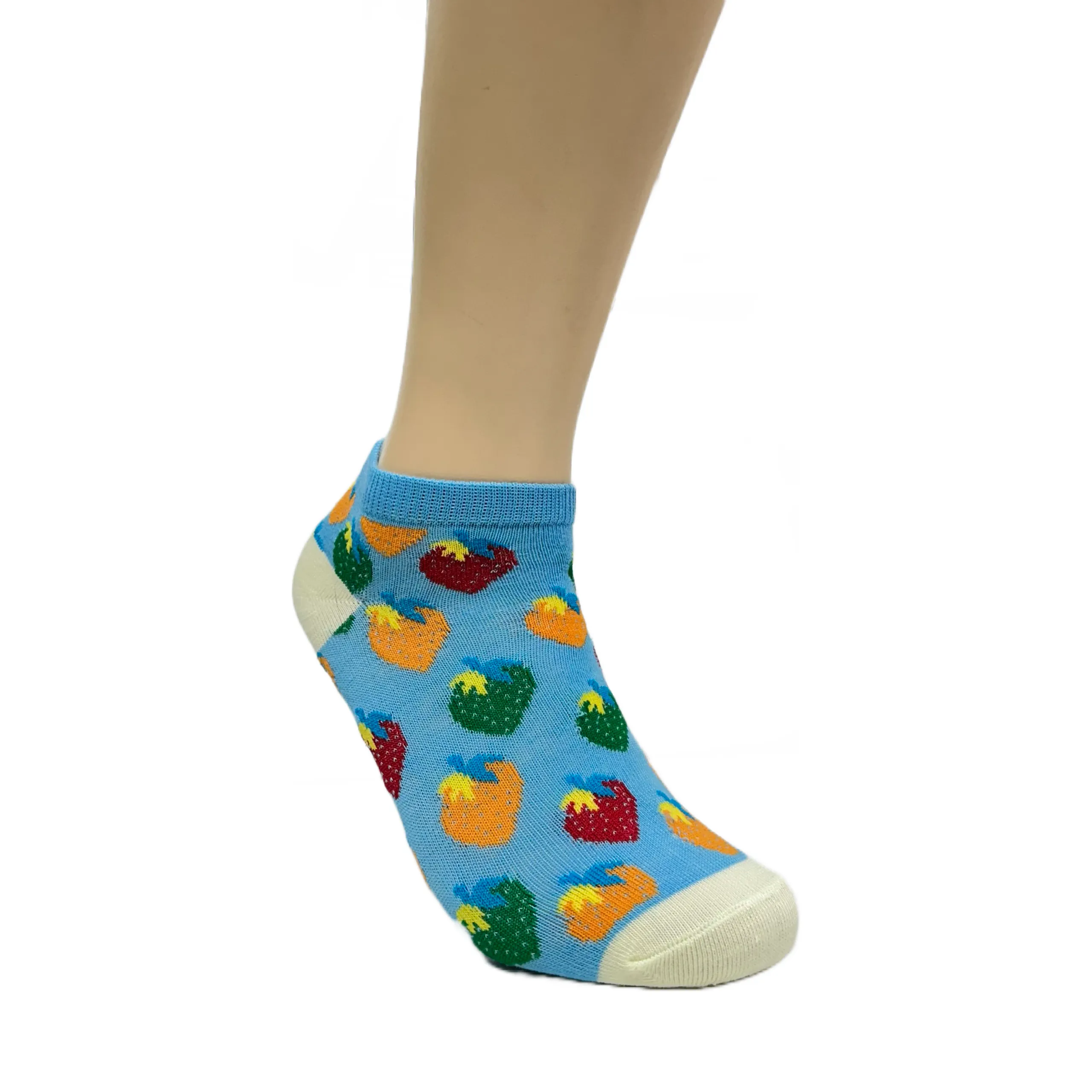 Colorful Strawberry Patterned Ankle Socks (Adult Medium - Women's Shoe Sizes 5-10)