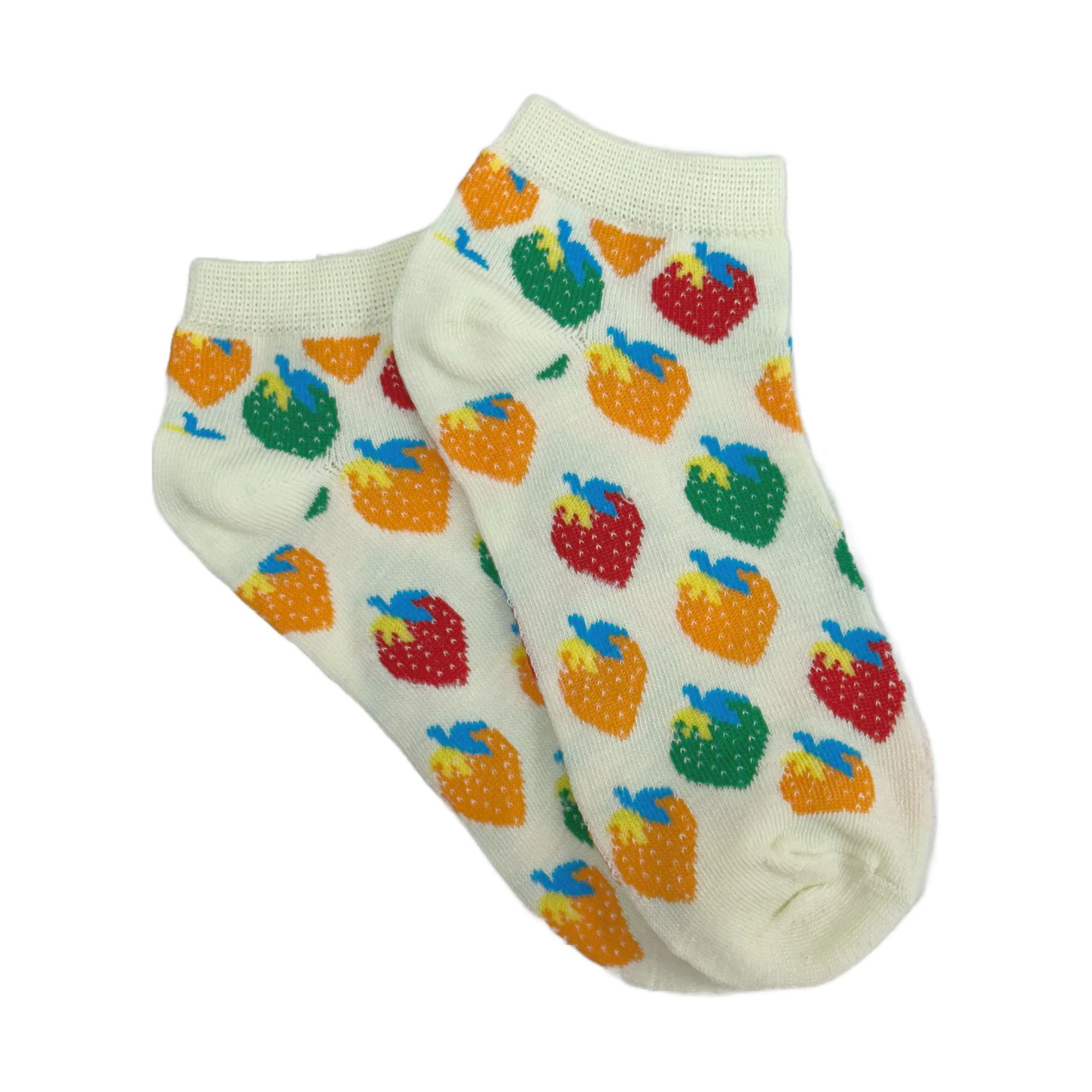 Colorful Strawberry Patterned Ankle Socks (Adult Medium - Women's Shoe Sizes 5-10)