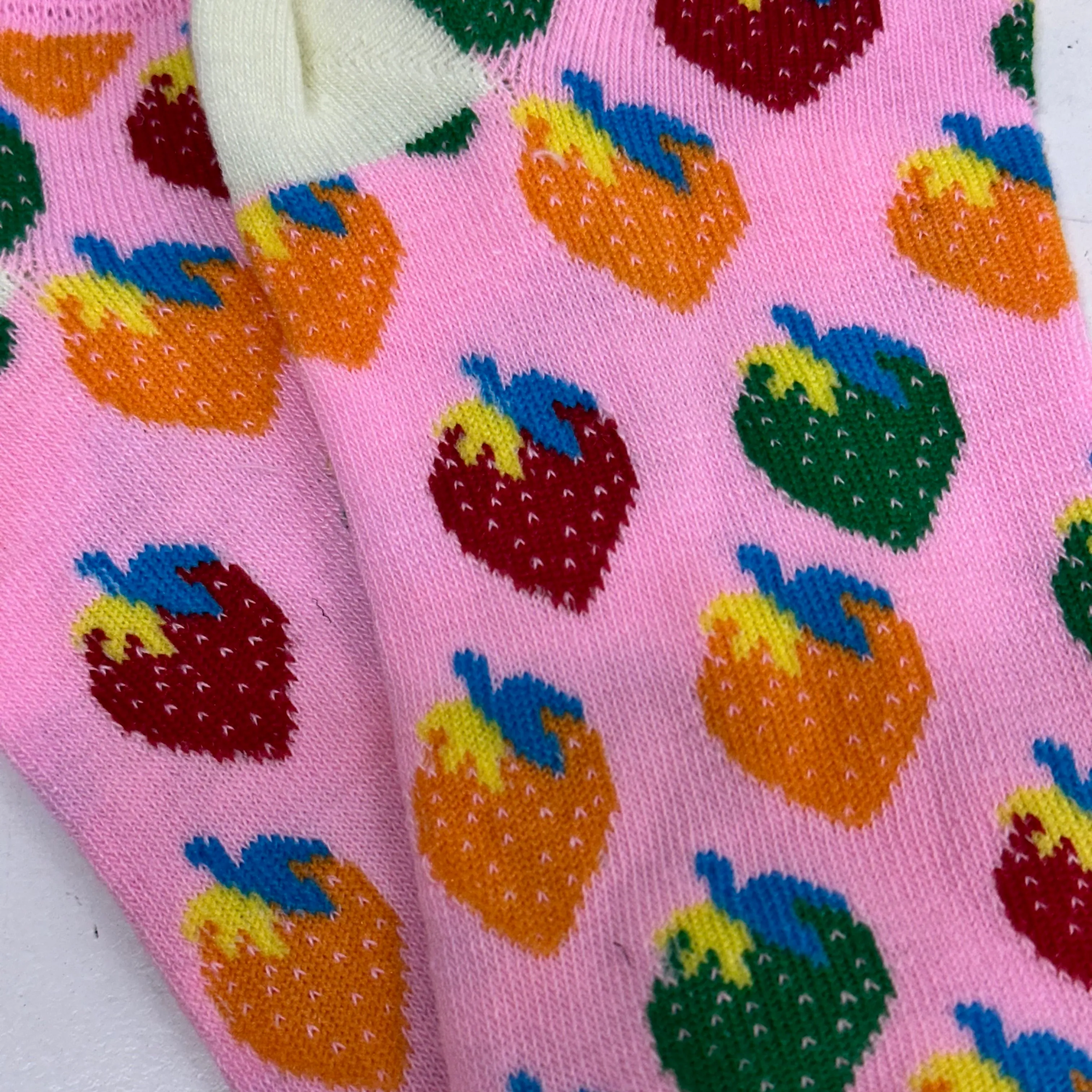 Colorful Strawberry Patterned Ankle Socks (Adult Medium - Women's Shoe Sizes 5-10)