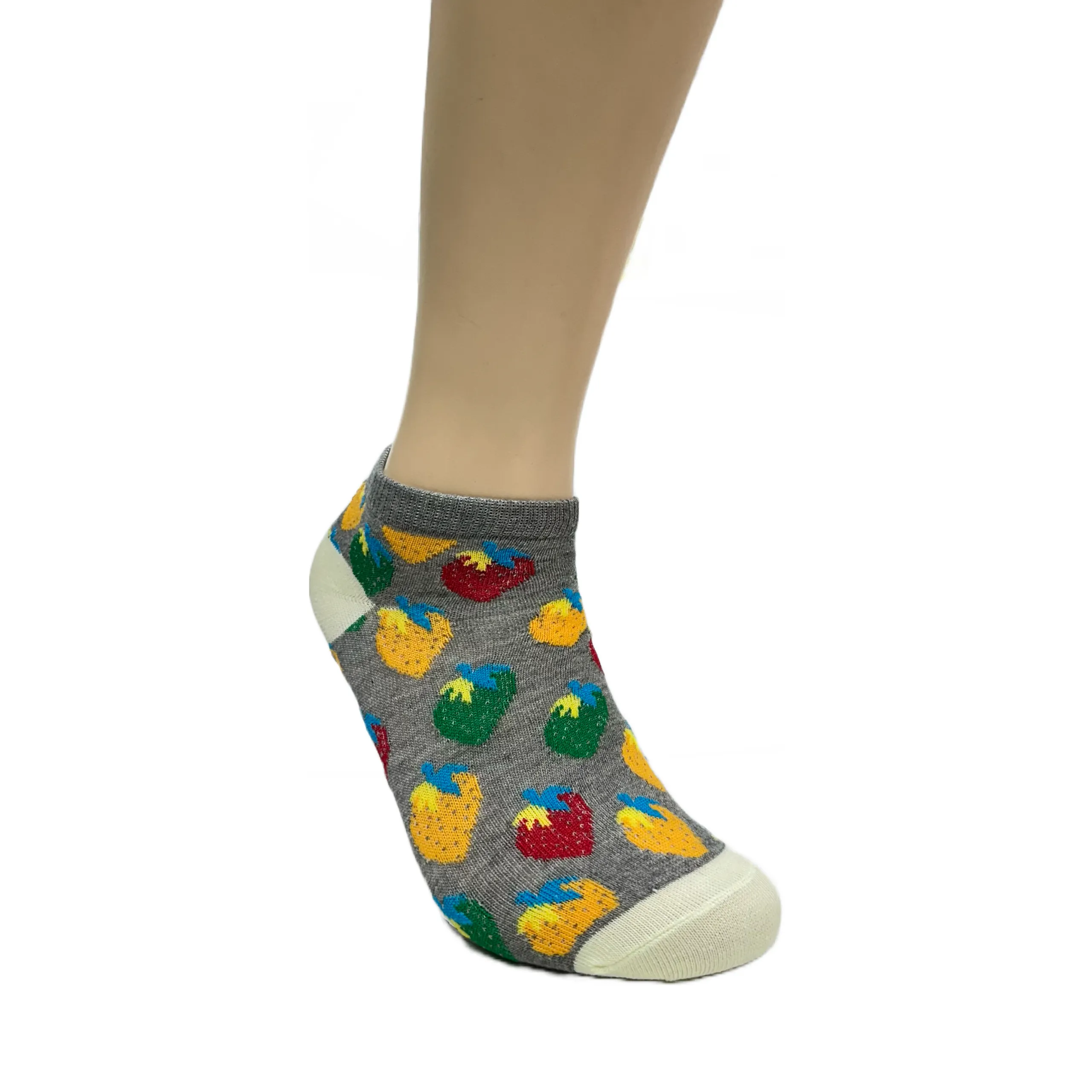 Colorful Strawberry Patterned Ankle Socks (Adult Medium - Women's Shoe Sizes 5-10)