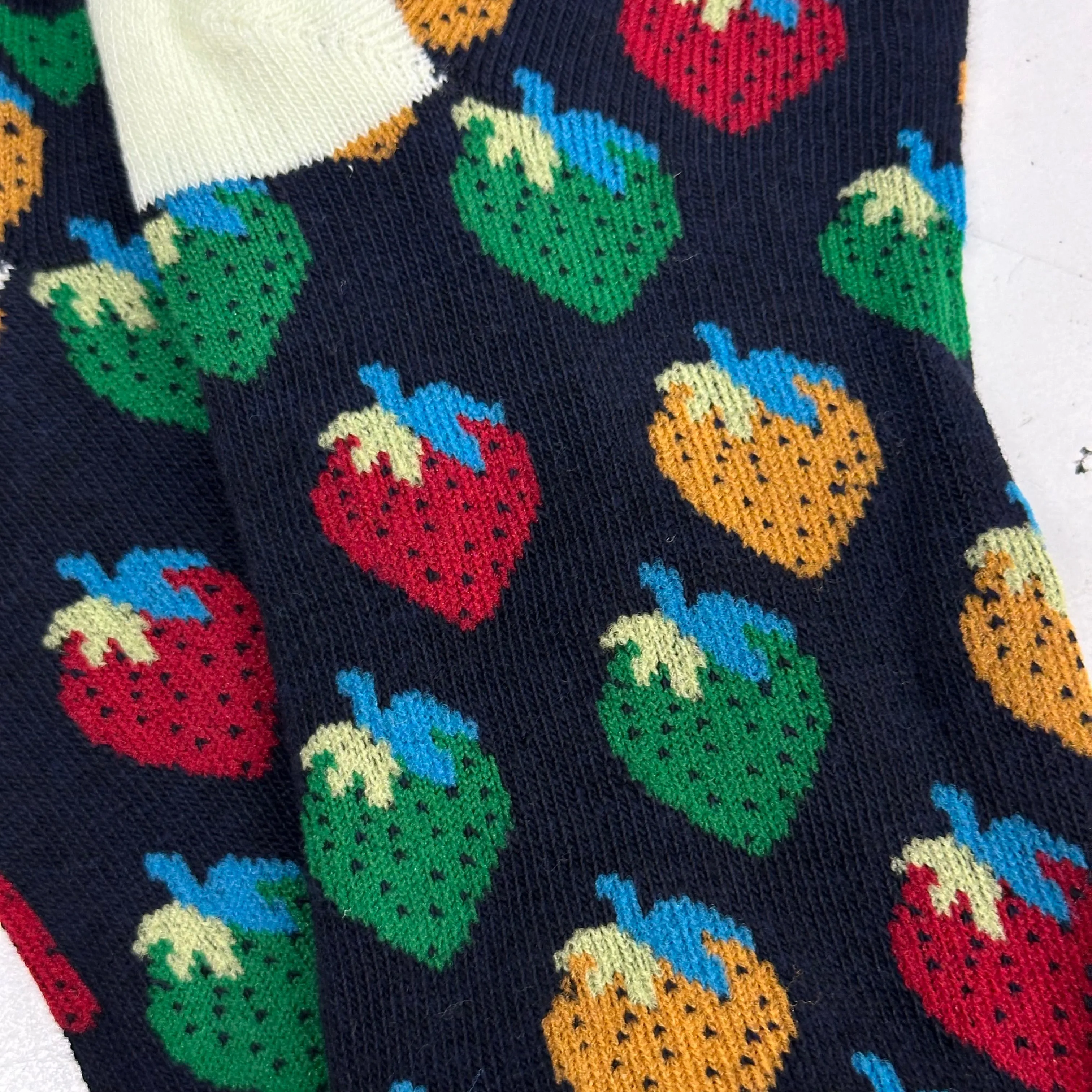 Colorful Strawberry Patterned Ankle Socks (Adult Medium - Women's Shoe Sizes 5-10)