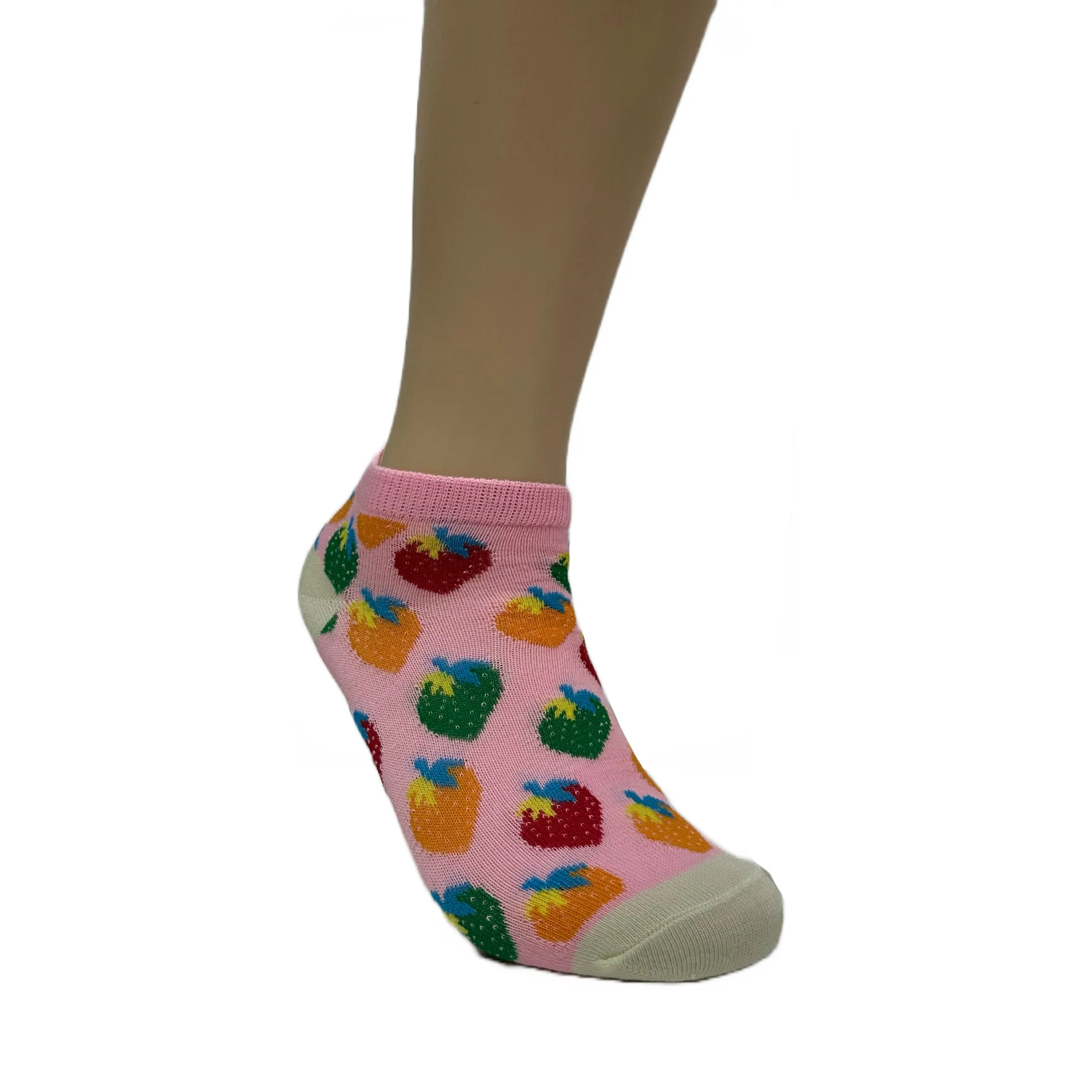 Colorful Strawberry Patterned Ankle Socks (Adult Medium - Women's Shoe Sizes 5-10)