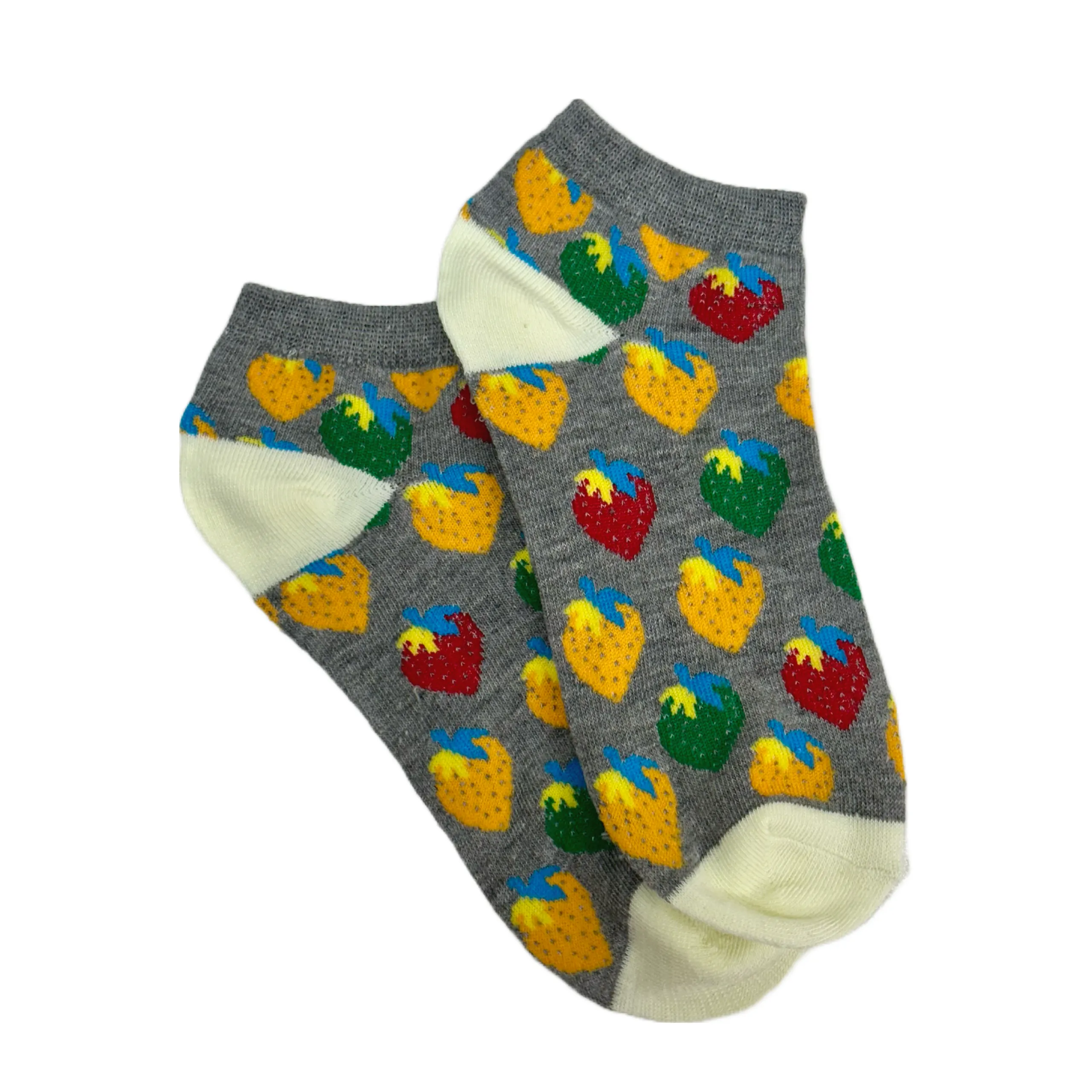 Colorful Strawberry Patterned Ankle Socks (Adult Medium - Women's Shoe Sizes 5-10)