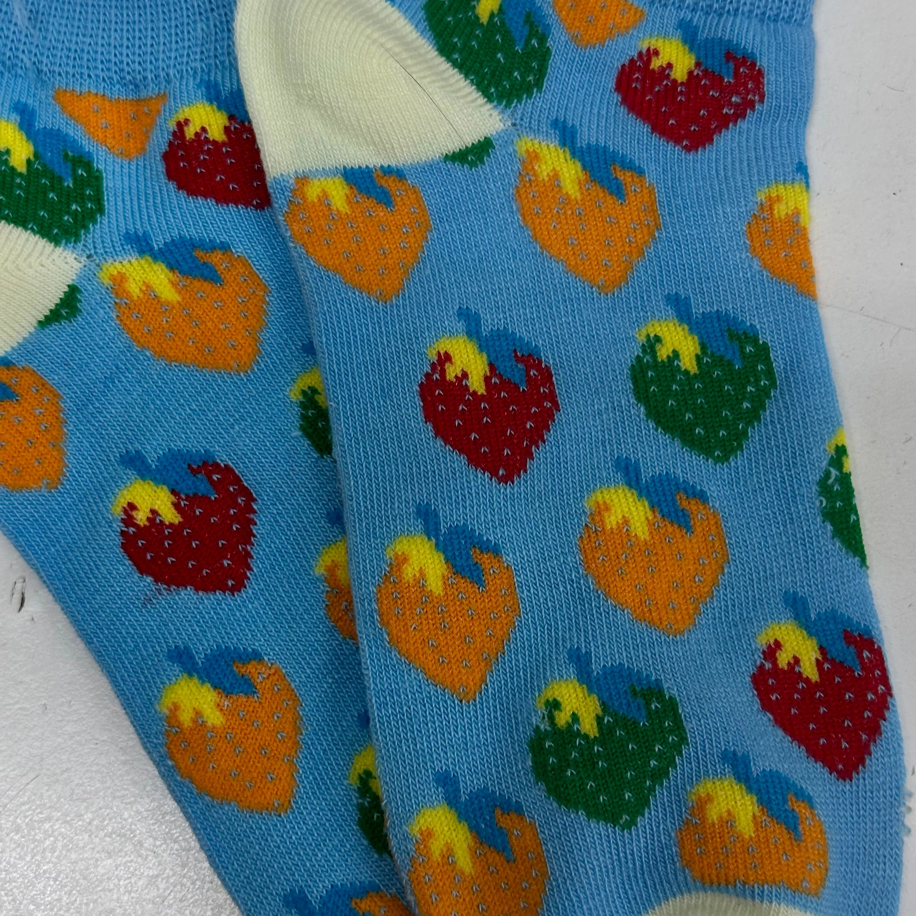 Colorful Strawberry Patterned Ankle Socks (Adult Medium - Women's Shoe Sizes 5-10)