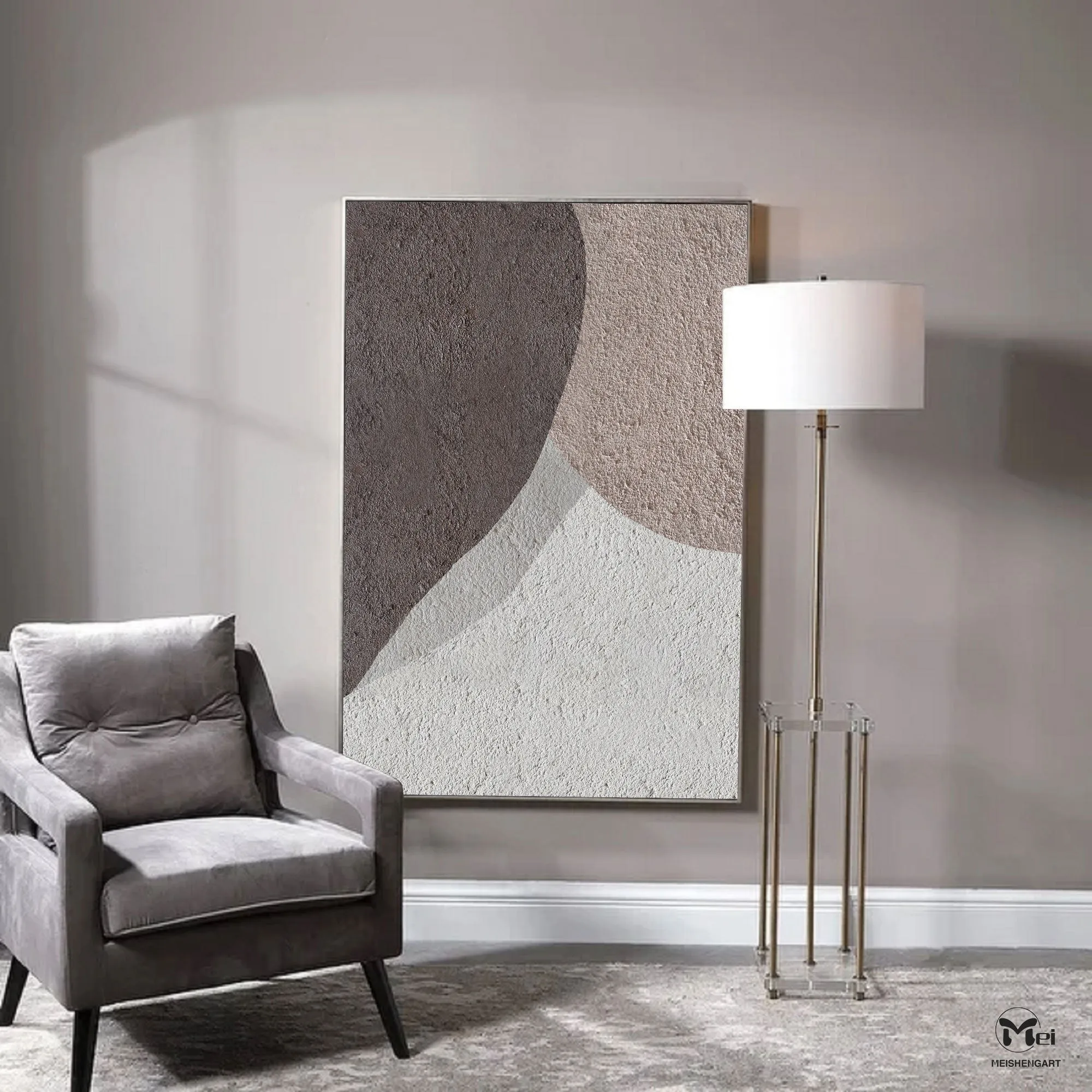 Contemporary Oil Painting Beige Brown Abstract Painting For Living Room Ap108