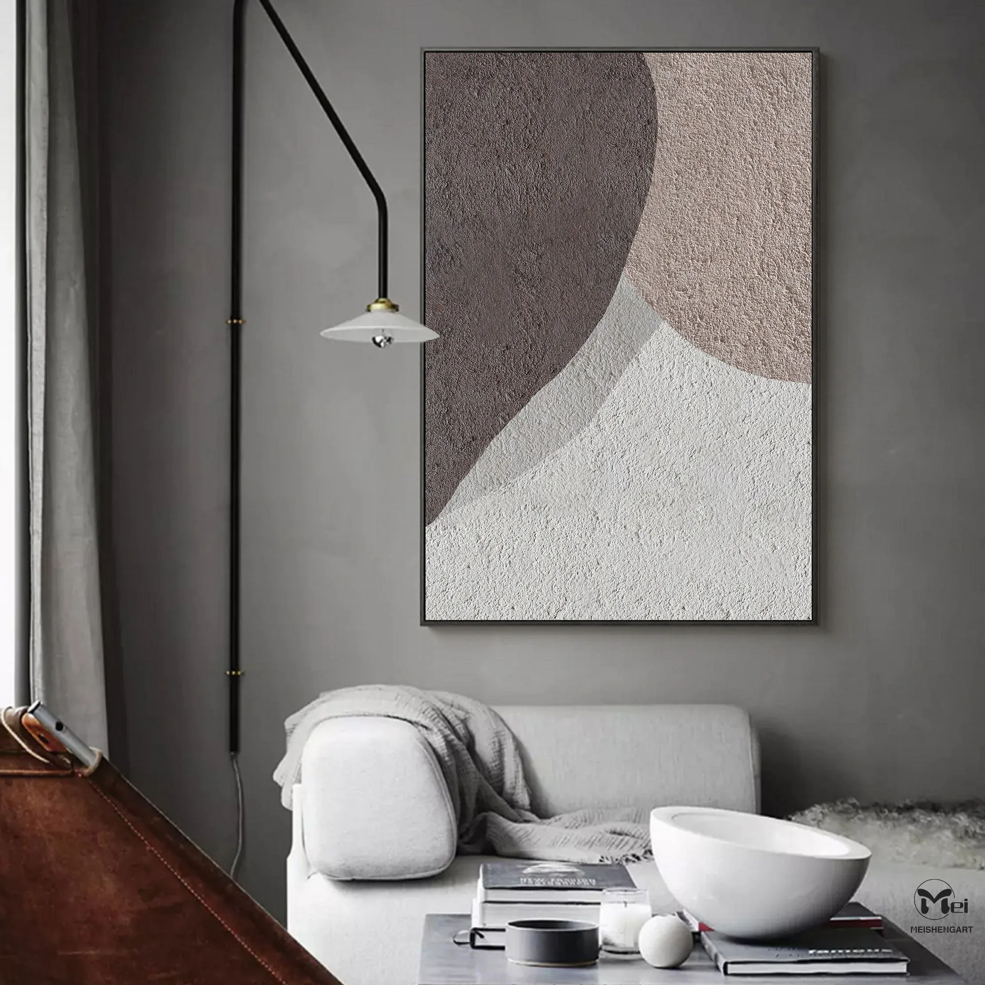 Contemporary Oil Painting Beige Brown Abstract Painting For Living Room Ap108