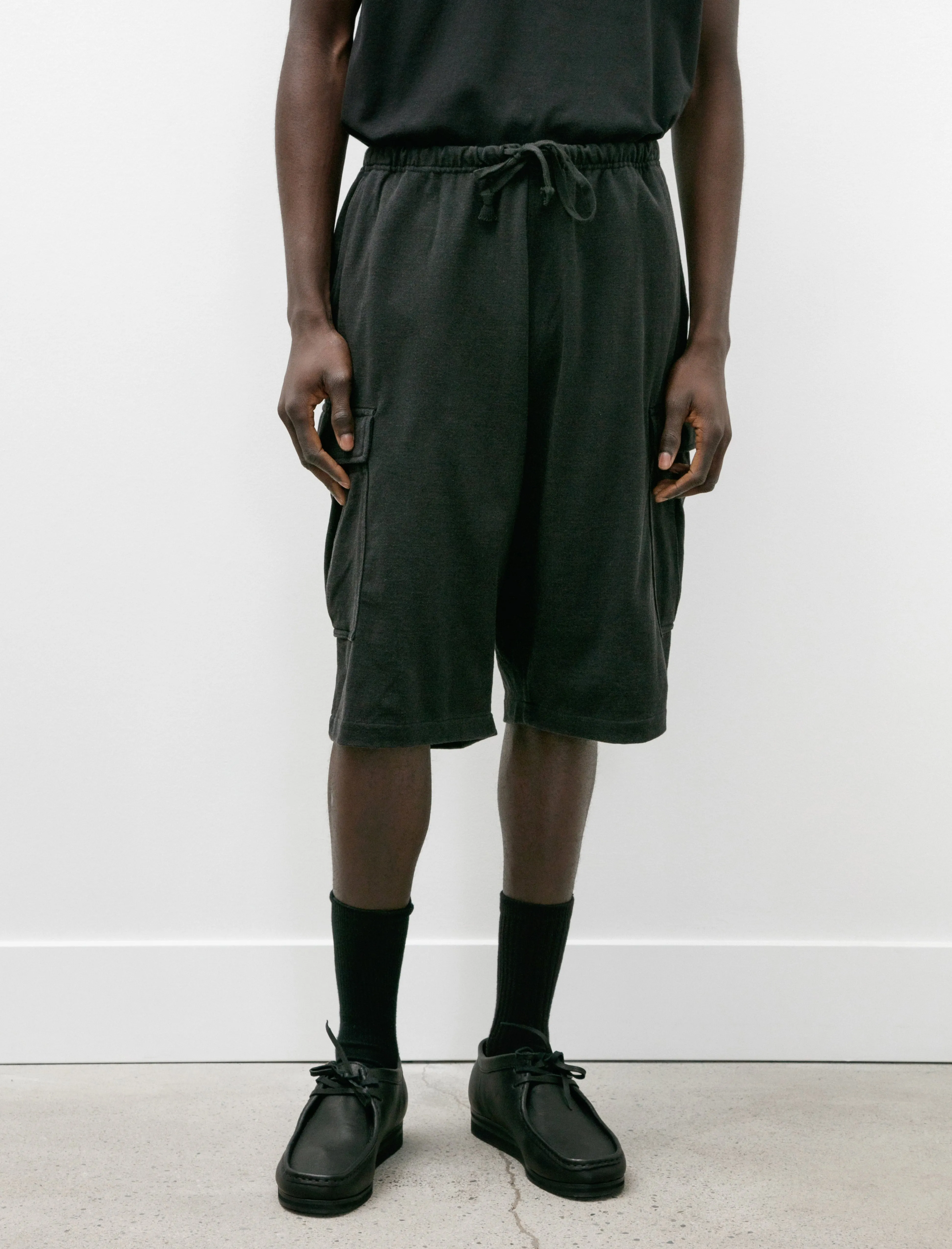 Cotton Jersey Cargo Shorts Fade Black