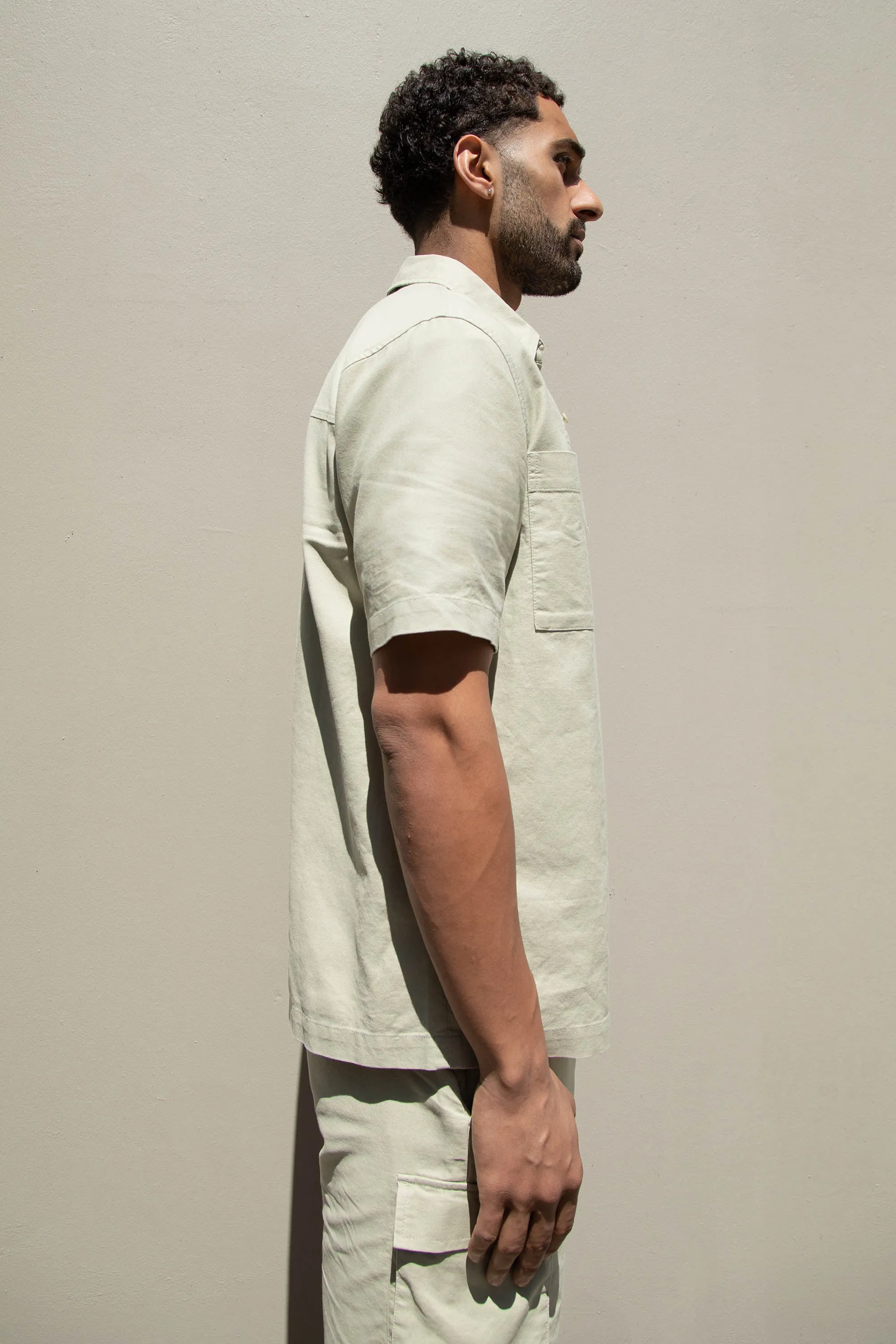 COTTON LINEN CARGO SHORT SLEEVE SHIRT