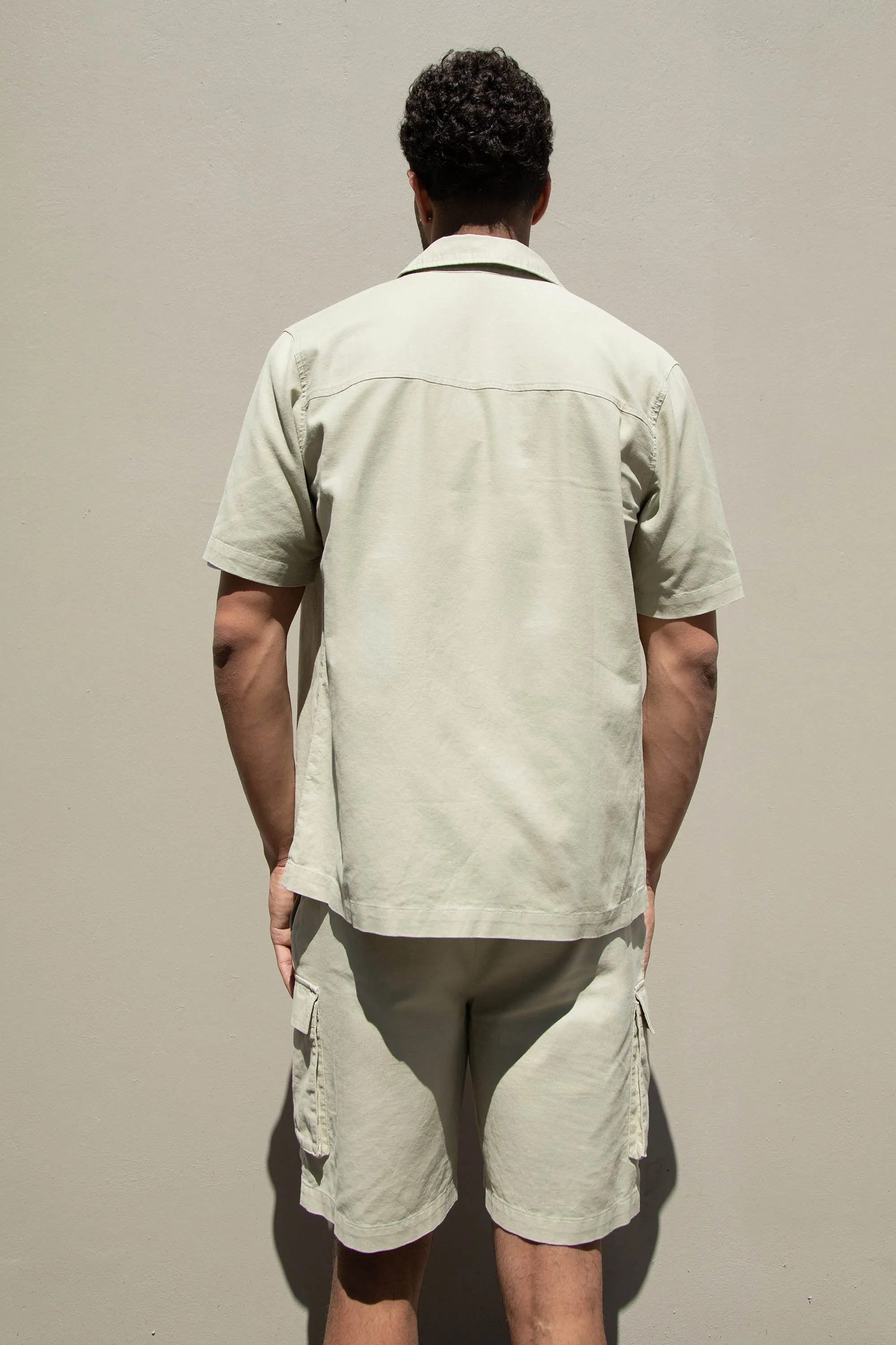 COTTON LINEN CARGO SHORT SLEEVE SHIRT