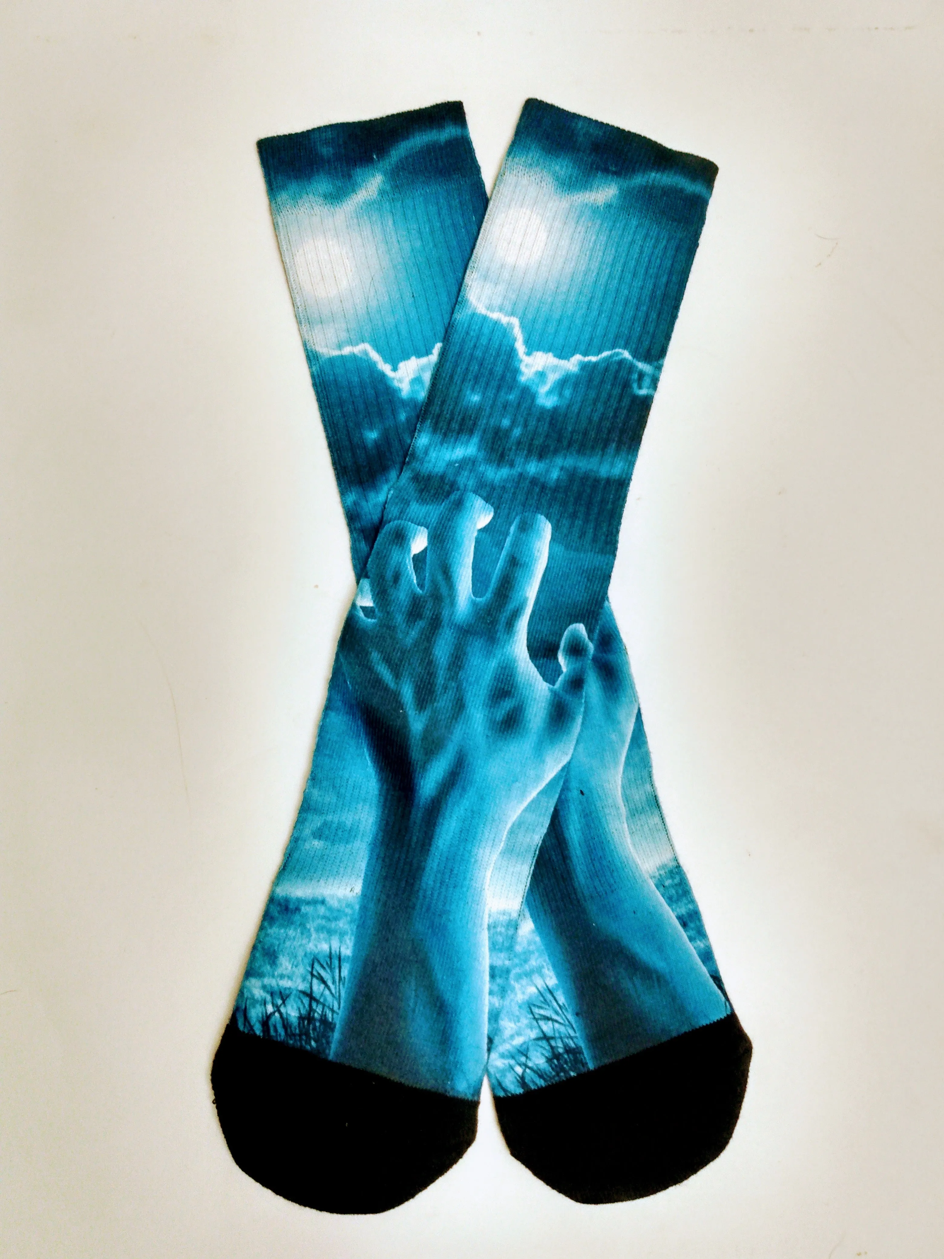 Creepy Hand Thick Printed Crew Socks