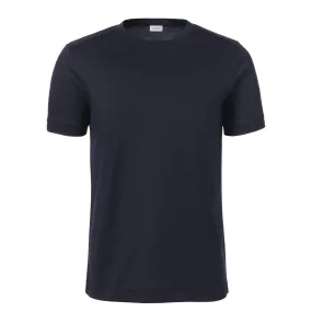 Crew-Neck Cotton T-Shirt in Navy Blue