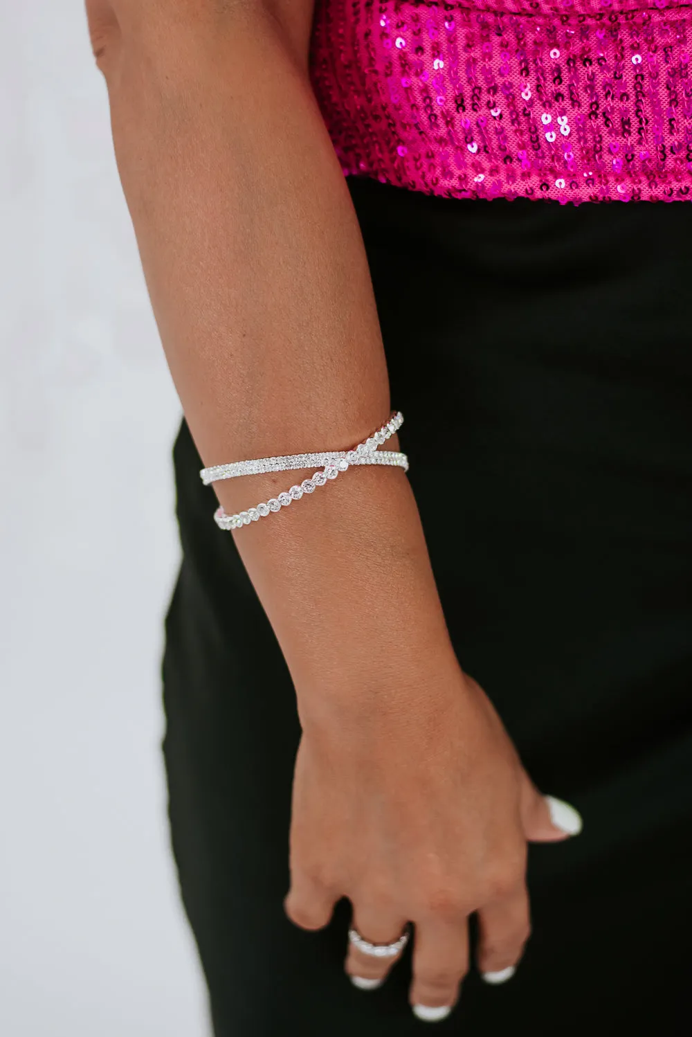 Criss Cross Glam Cuff, Silver