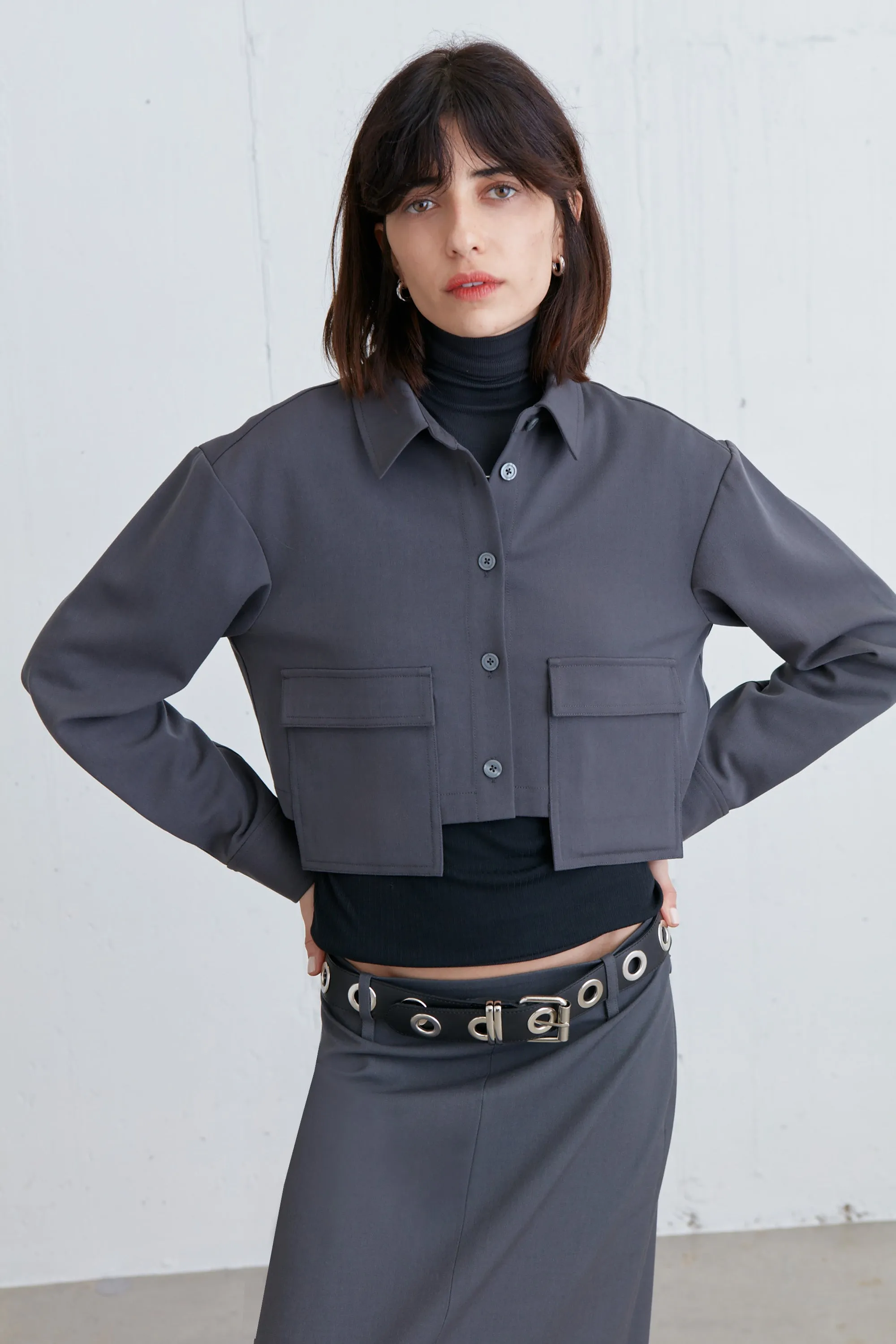 CROPPED COLLARED SHIRT