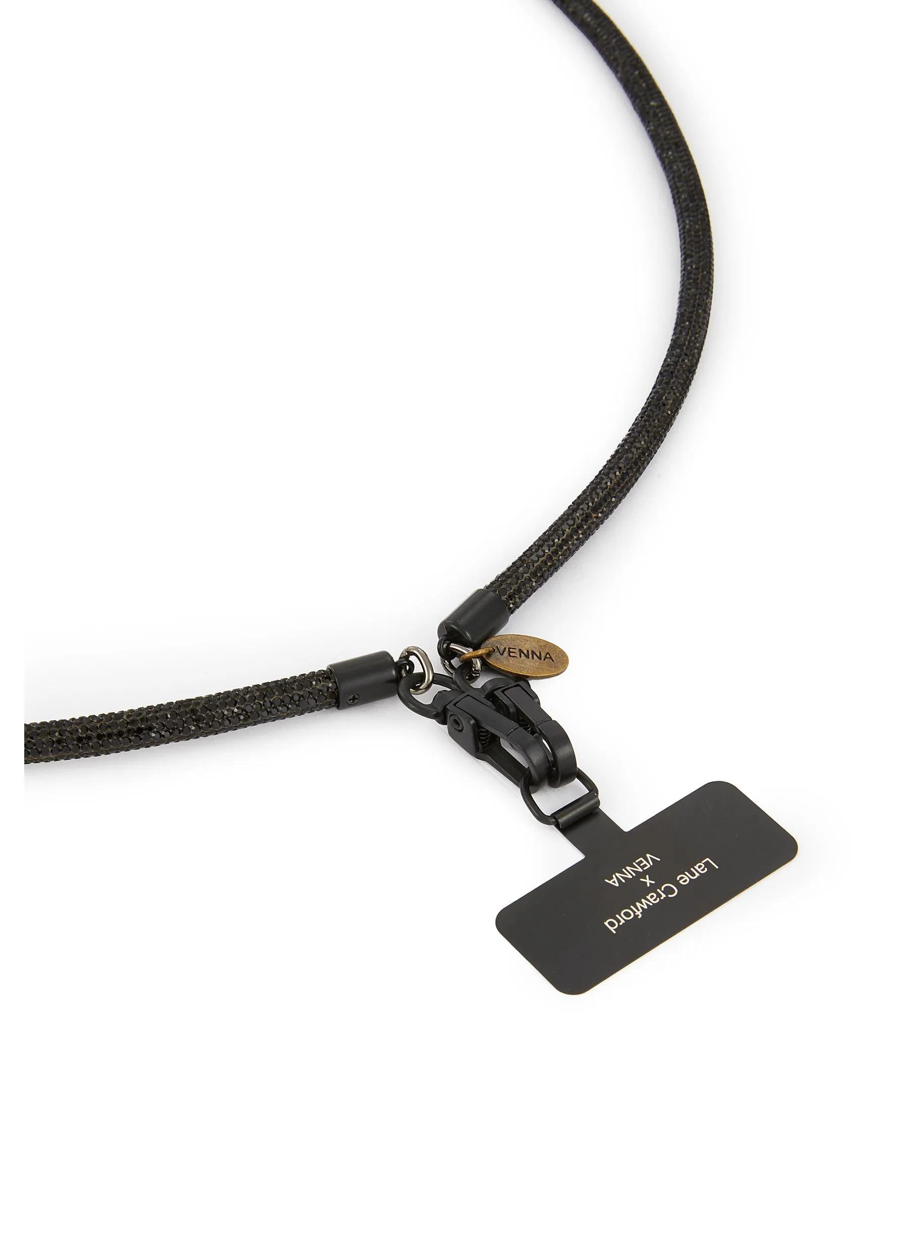 CRYSTAL PHONE STRAP BLACK  ( PRE- ORDER)