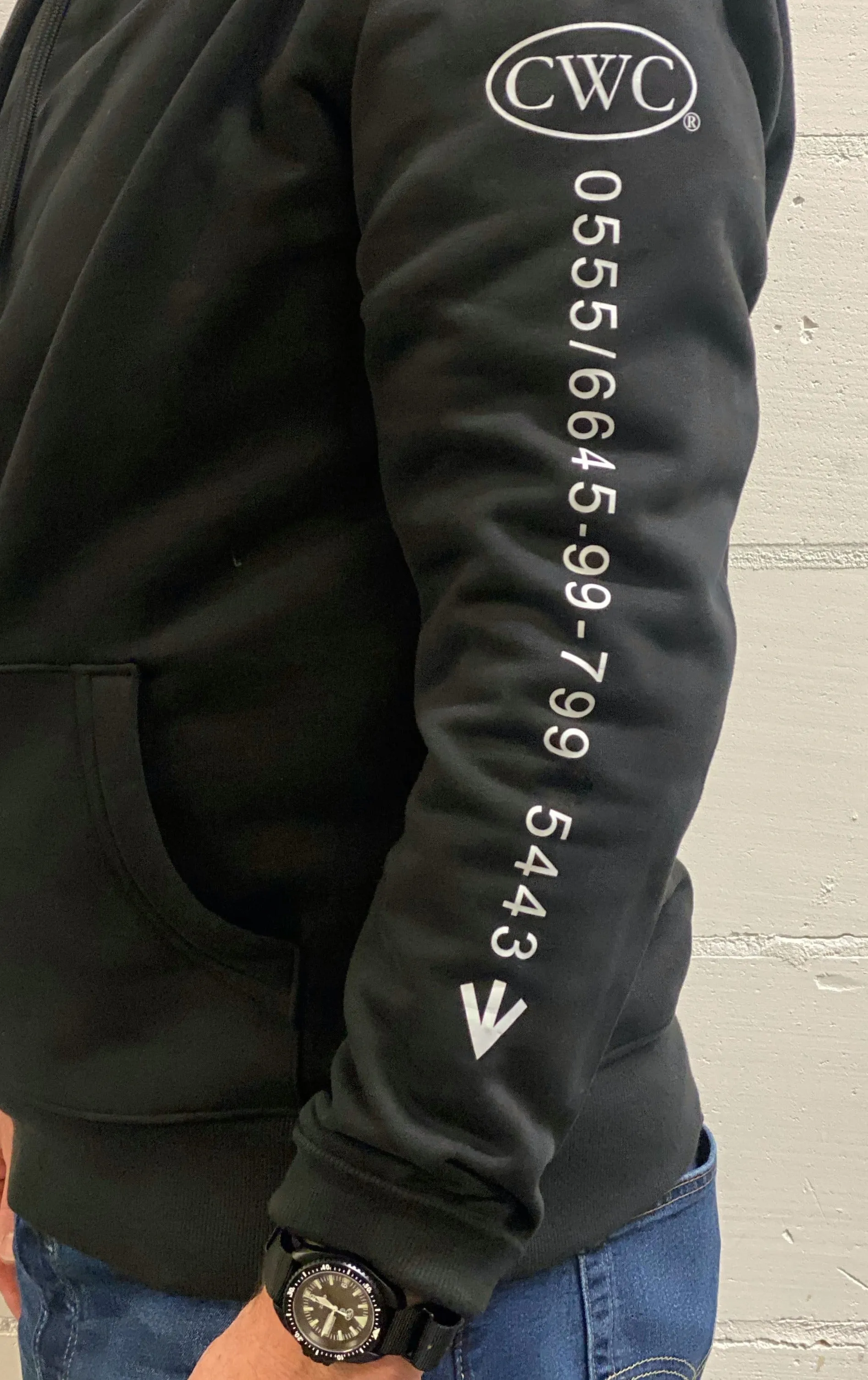 CWC SBS Hoodie Black with CWC logo, SBS NATO Number and Arrow