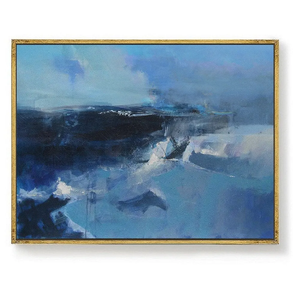 Deep Blue Sea Abstract Painting Oversized Living Room Painting Np047