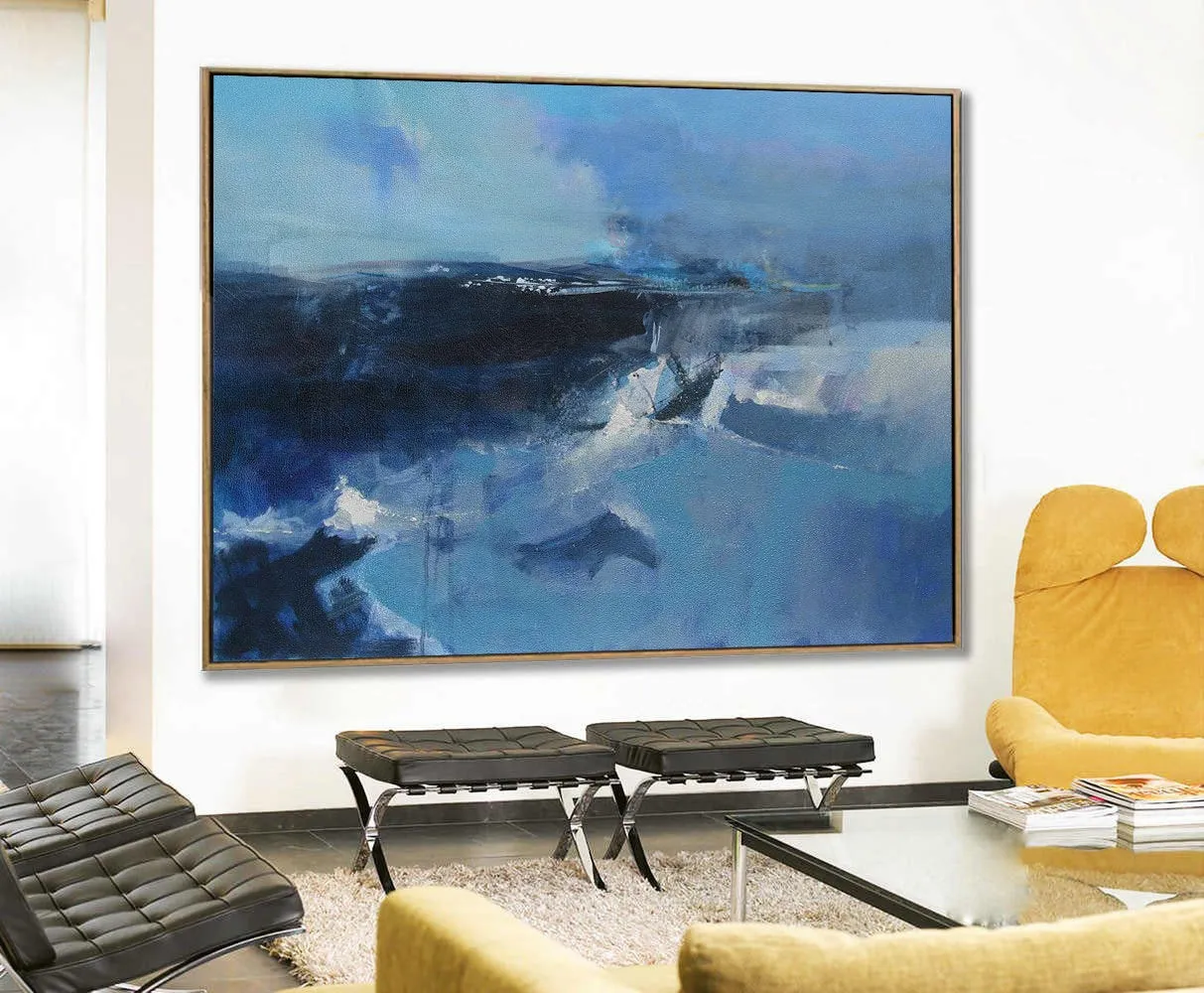 Deep Blue Sea Abstract Painting Oversized Living Room Painting Np047