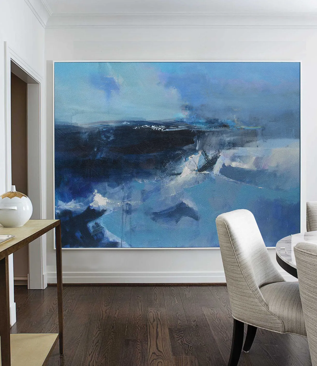 Deep Blue Sea Abstract Painting Oversized Living Room Painting Np047