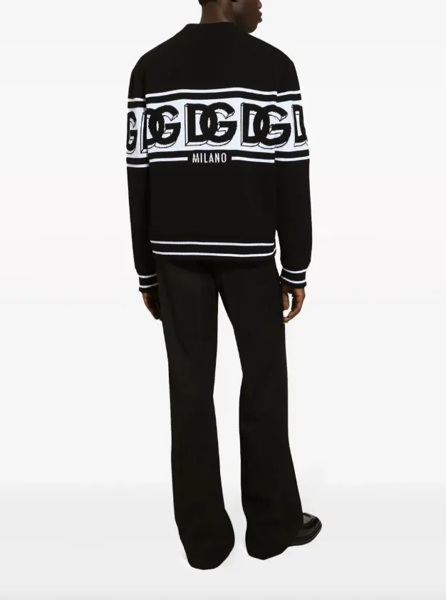 Dolce & Gabbana logo-intarsia V-neck cardigan